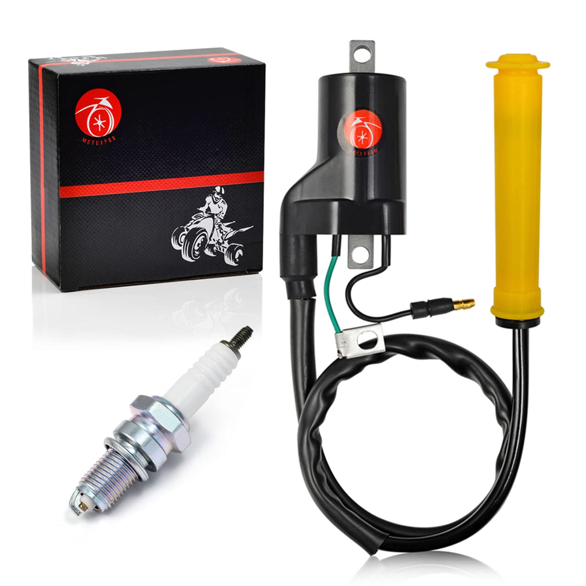 MOTO1988 ignition coil close-up for Honda TRX400EX engines, durable construction for reliable ignition
