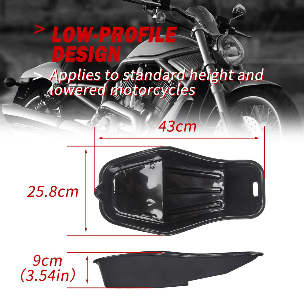 MOTO4U low-profile design fits under most motorcycles for easy maintenance.