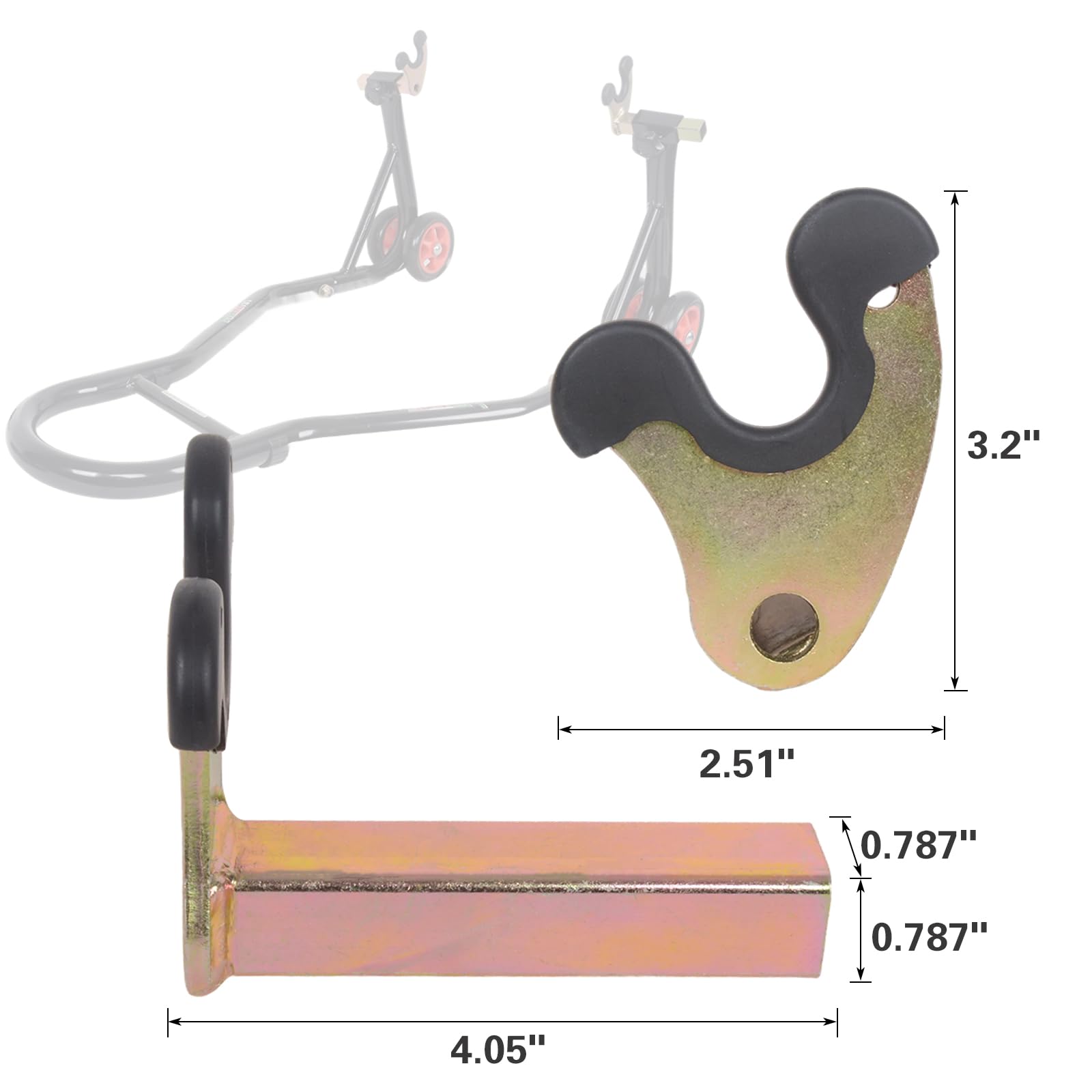 MOTO4U swing-arm protection keeps the frame safe during lifting and servicing