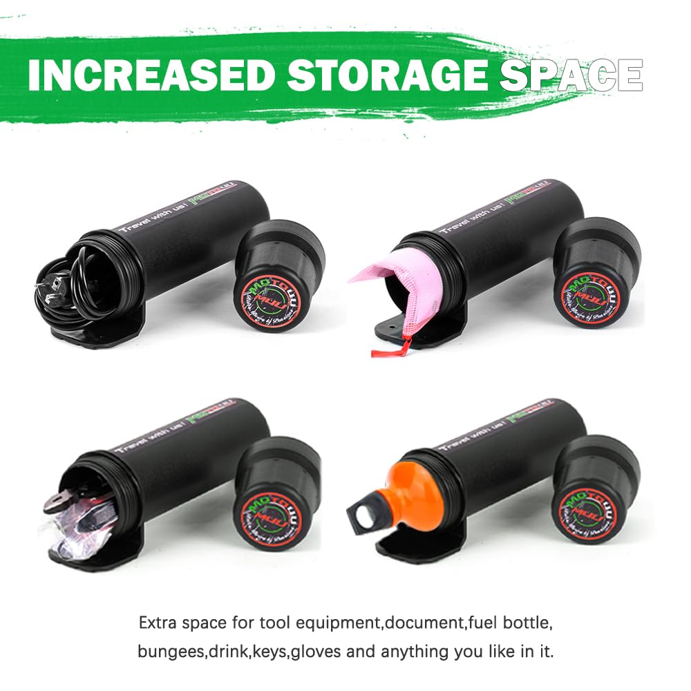MOTO4U tool tube contents with compact kit for on-road needs.