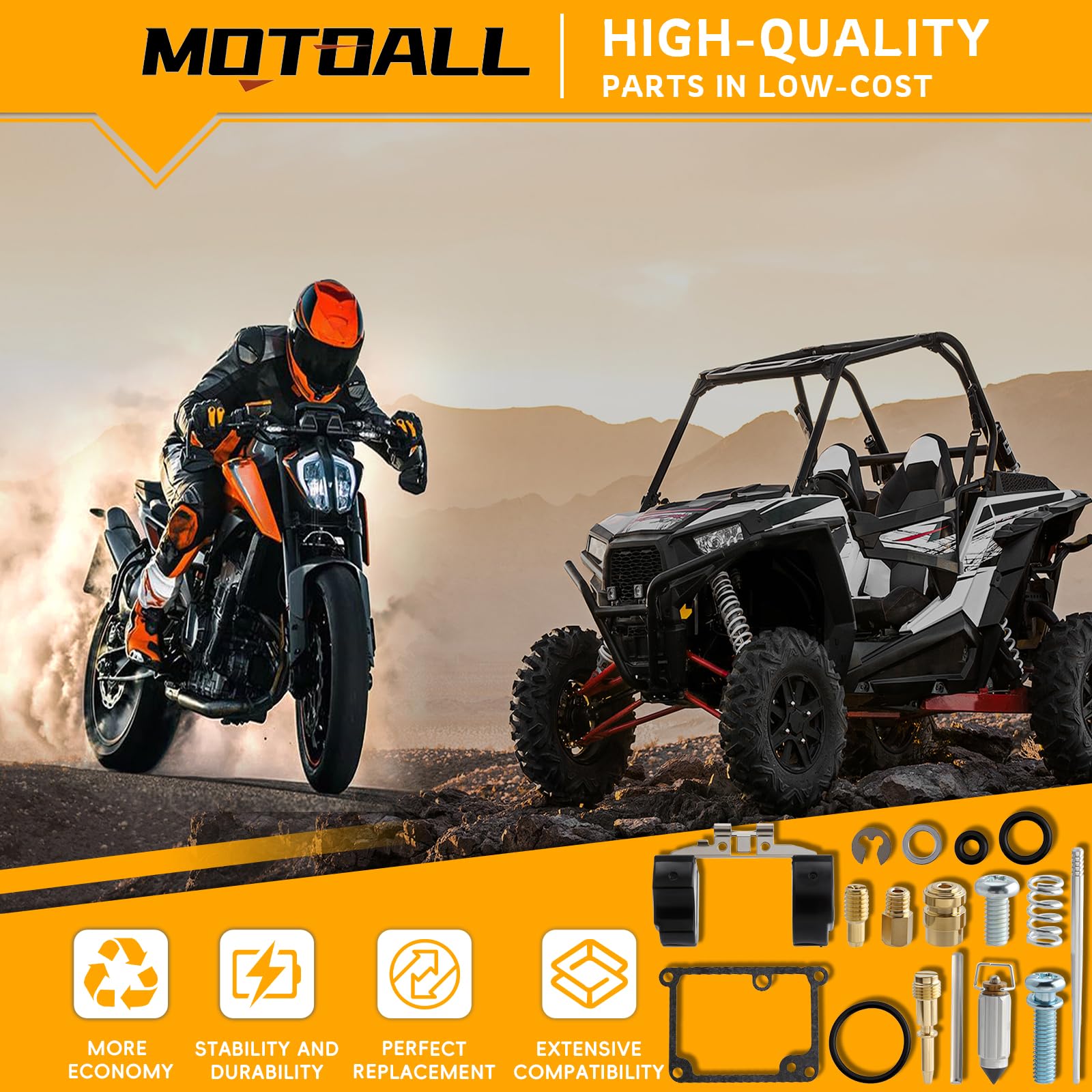 MOTOALL kit close-up reveals precision components for reliable fuel delivery.
