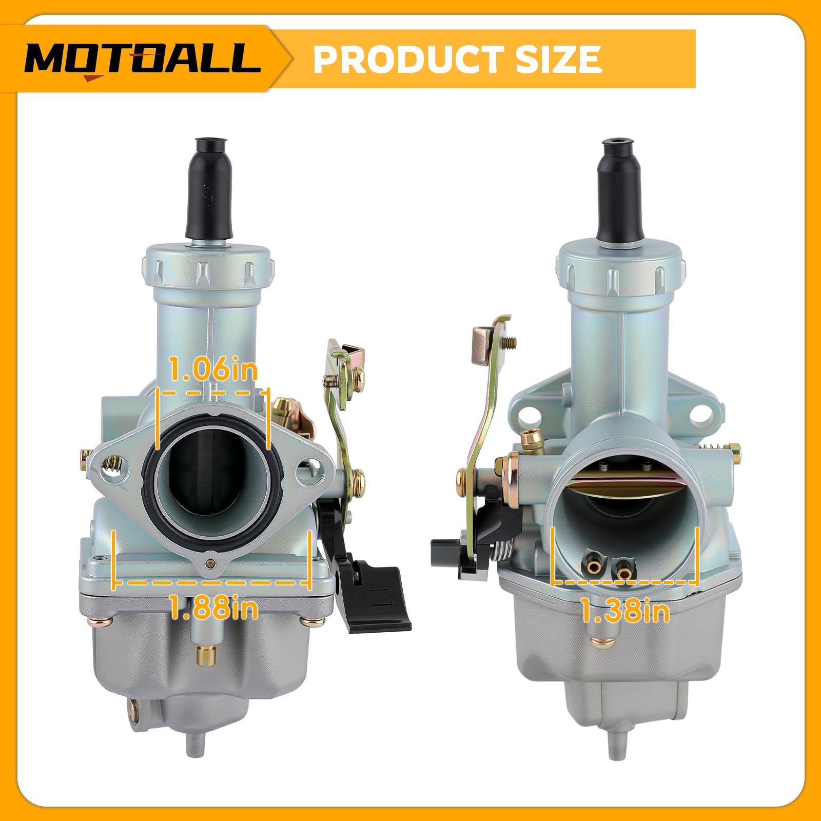MOTOALL PZ27 carburetor air filter mount diameters for easy compatibility.