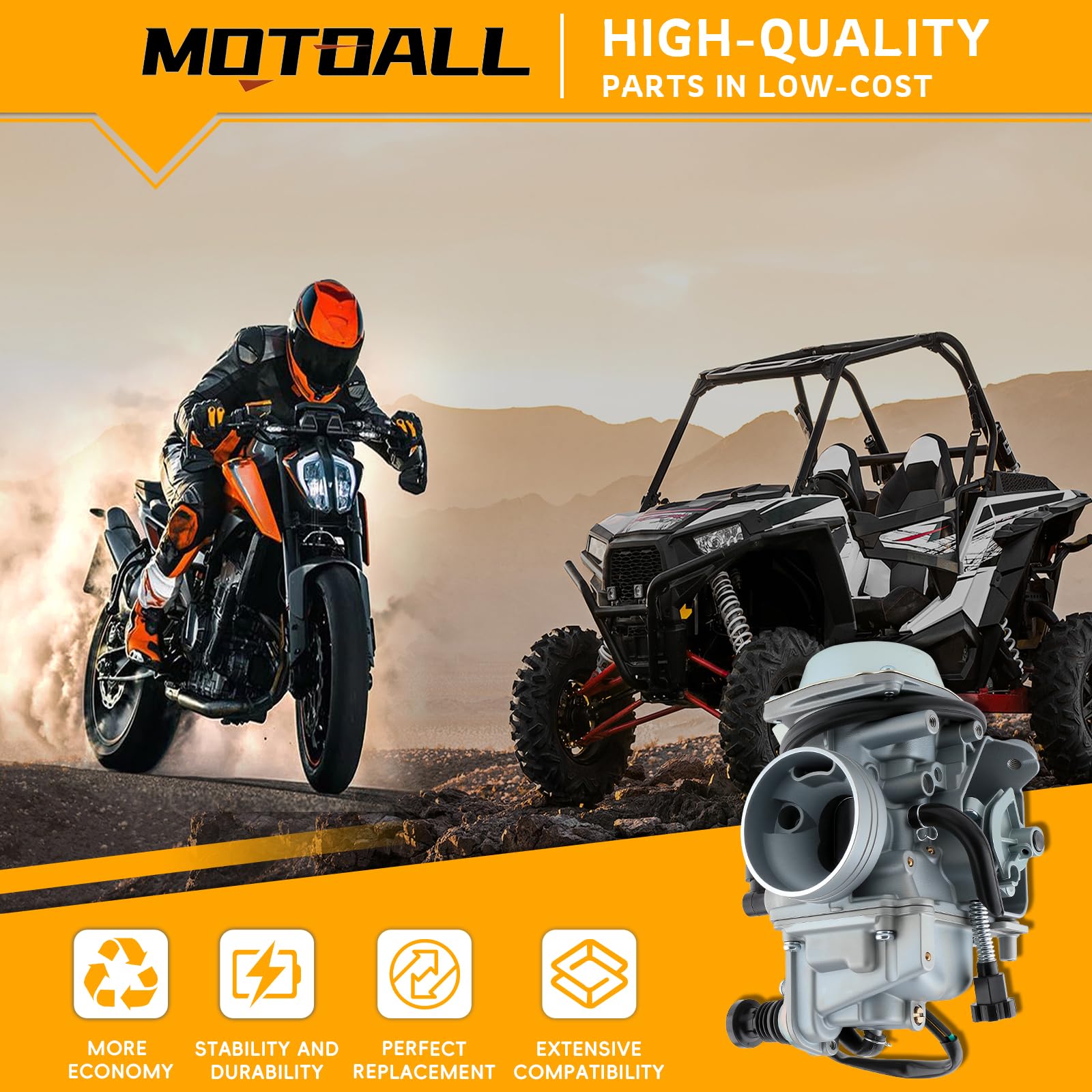 MOTOALL TRX350 carburetor side detail highlights precision components for smooth starts