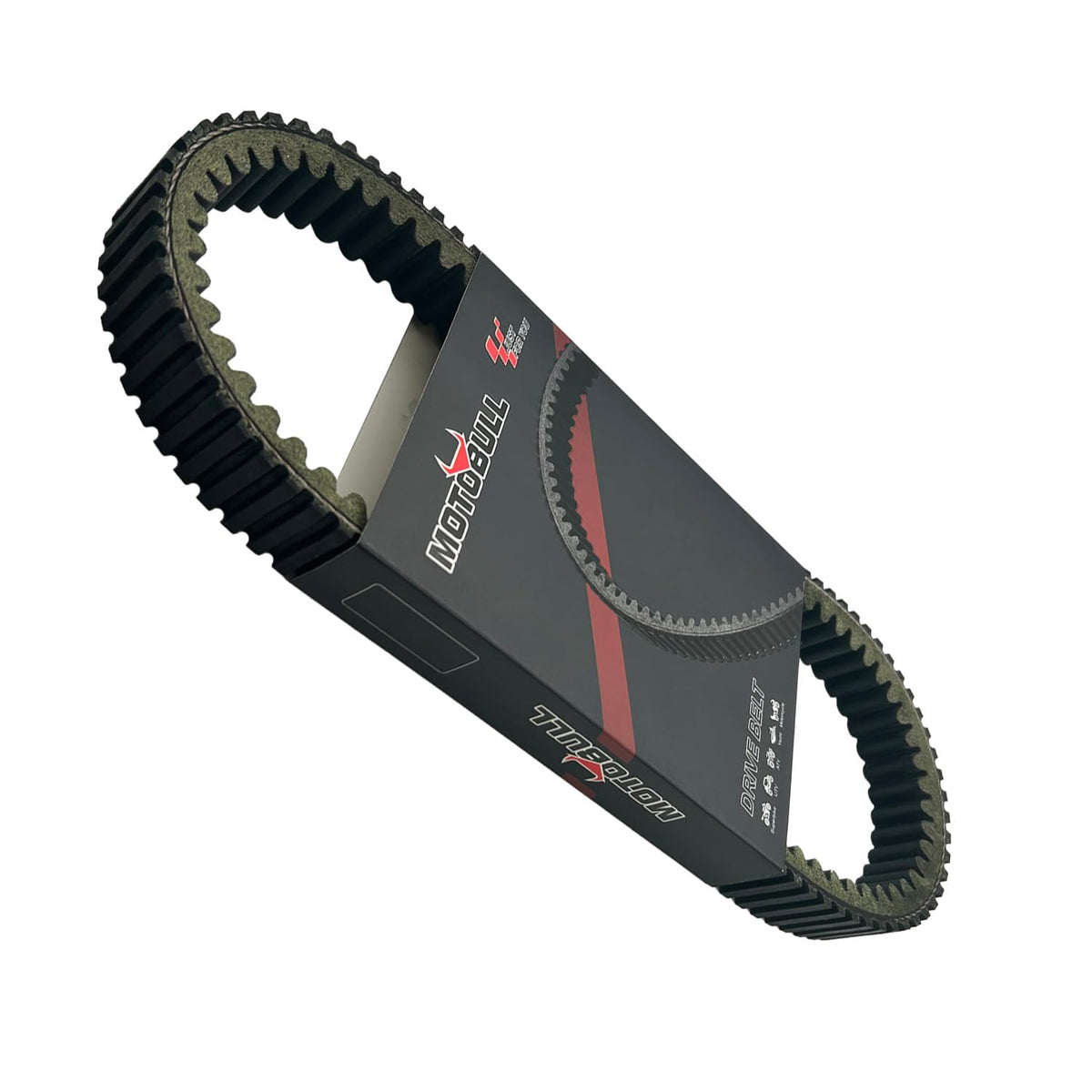 MOTOBULL 3211169 drive belt close-up shows heat-dissipating rubber blend for Polaris Ranger.
