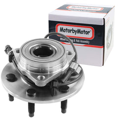 MotorbyMotor 515036 front wheel hub close-up showing the 6-lug pattern for 4WD reliability