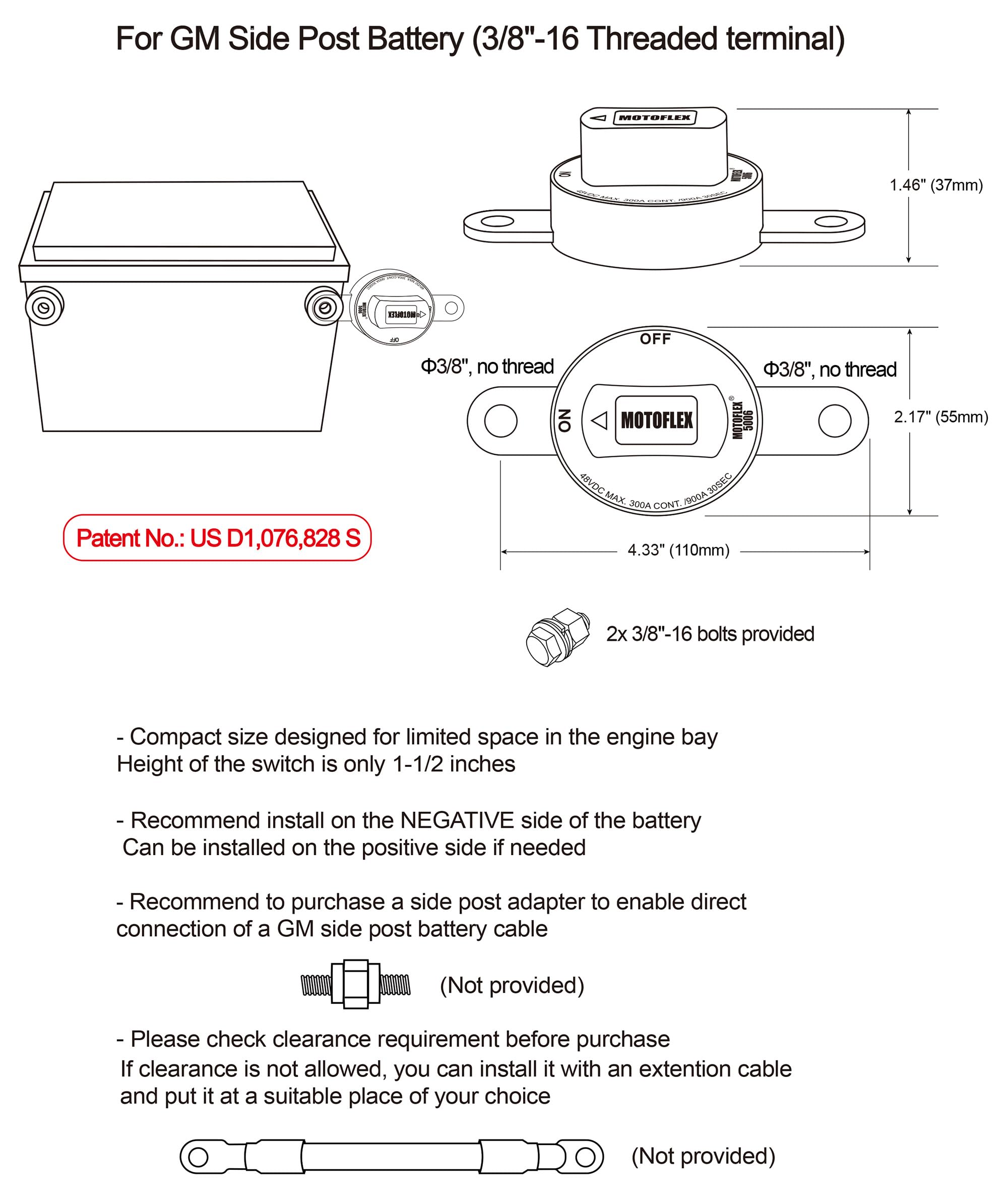 MOTOFLEX high-current 300A rating supports full power shut-off when needed.