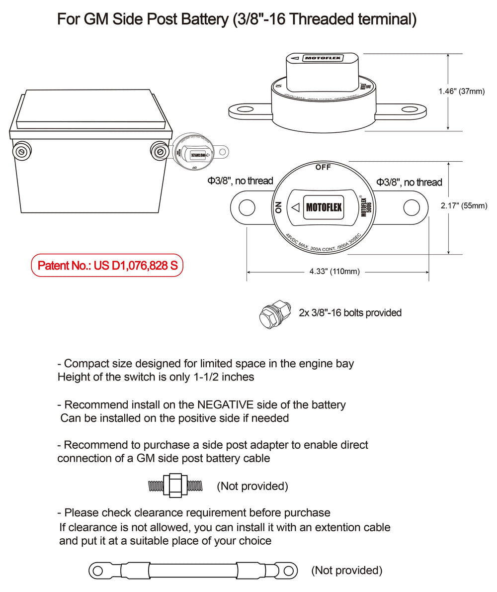 MOTOFLEX high-current 300A rating supports full power shut-off when needed.