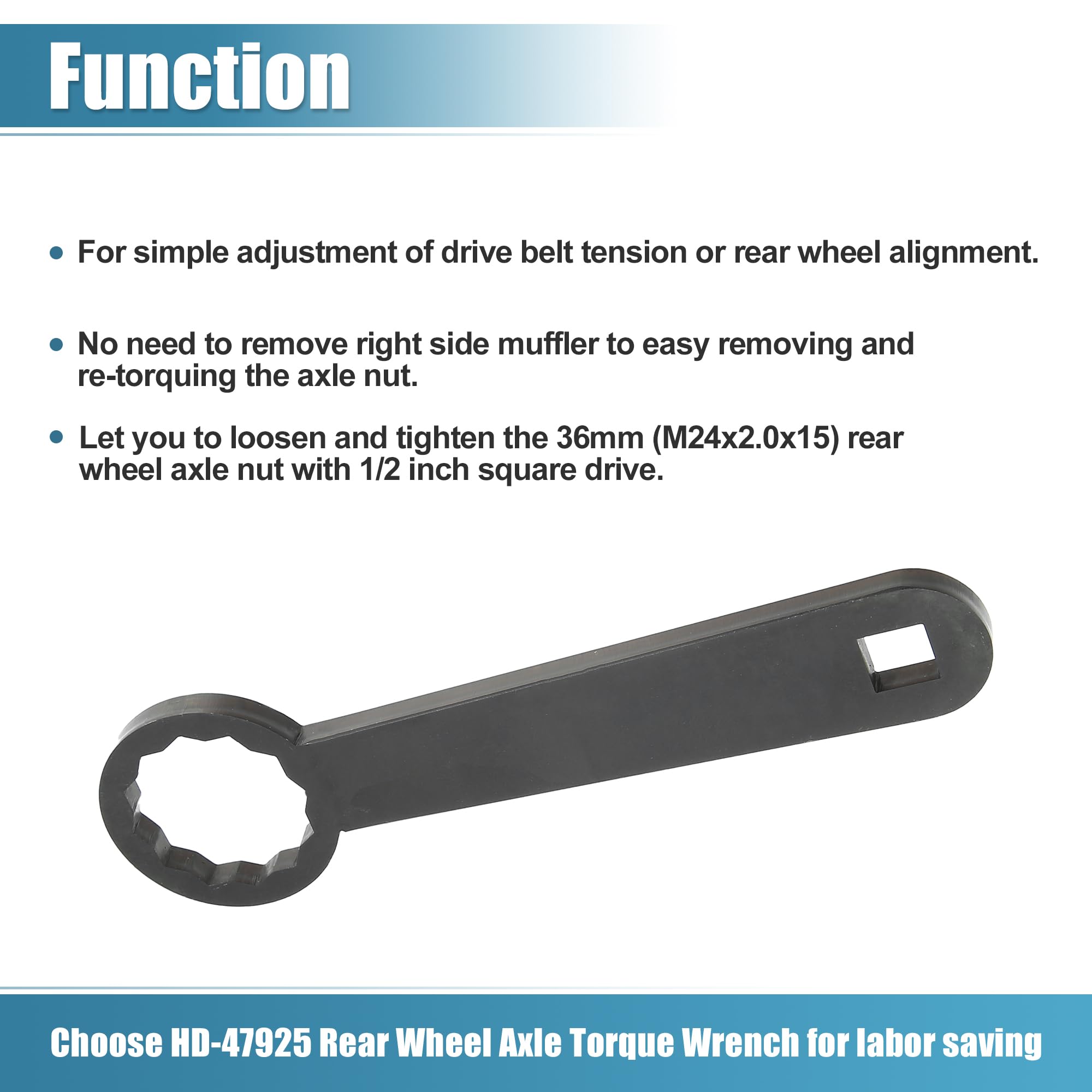 Compact Motoforti wrench aids quick service in tight spaces.