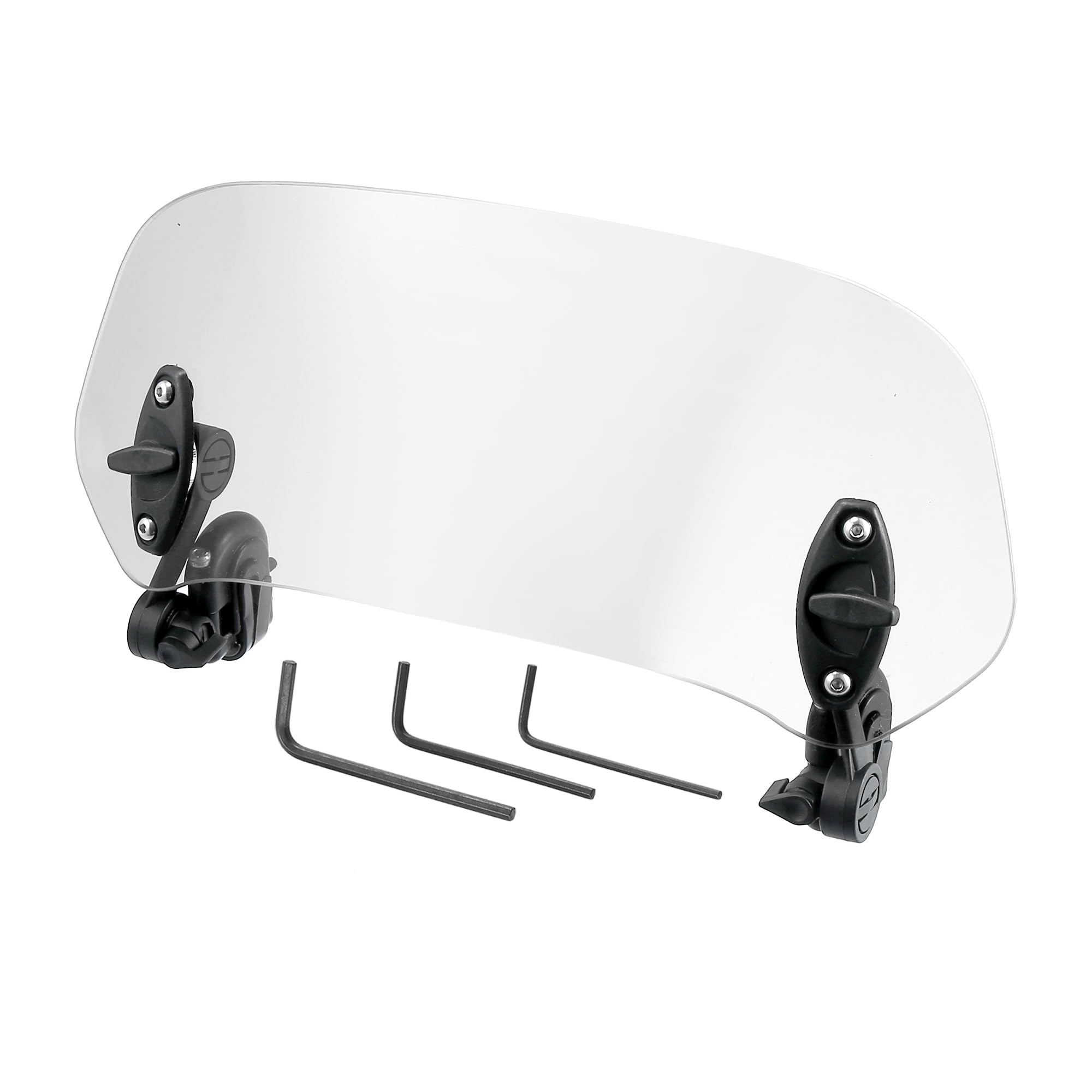 Motoforti windshield front view shows clear protection for riders