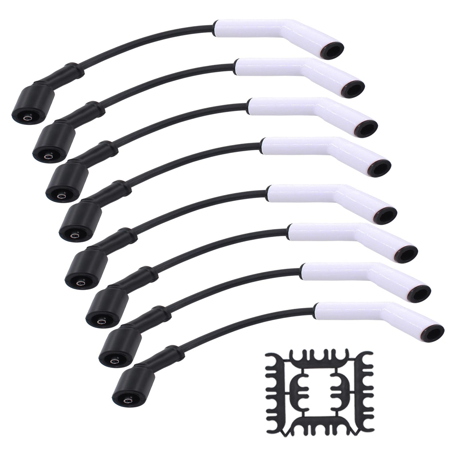 MOTOKU 8mm ceramic boot spark plug wire harness left-side view for precise fit and heat tolerance.