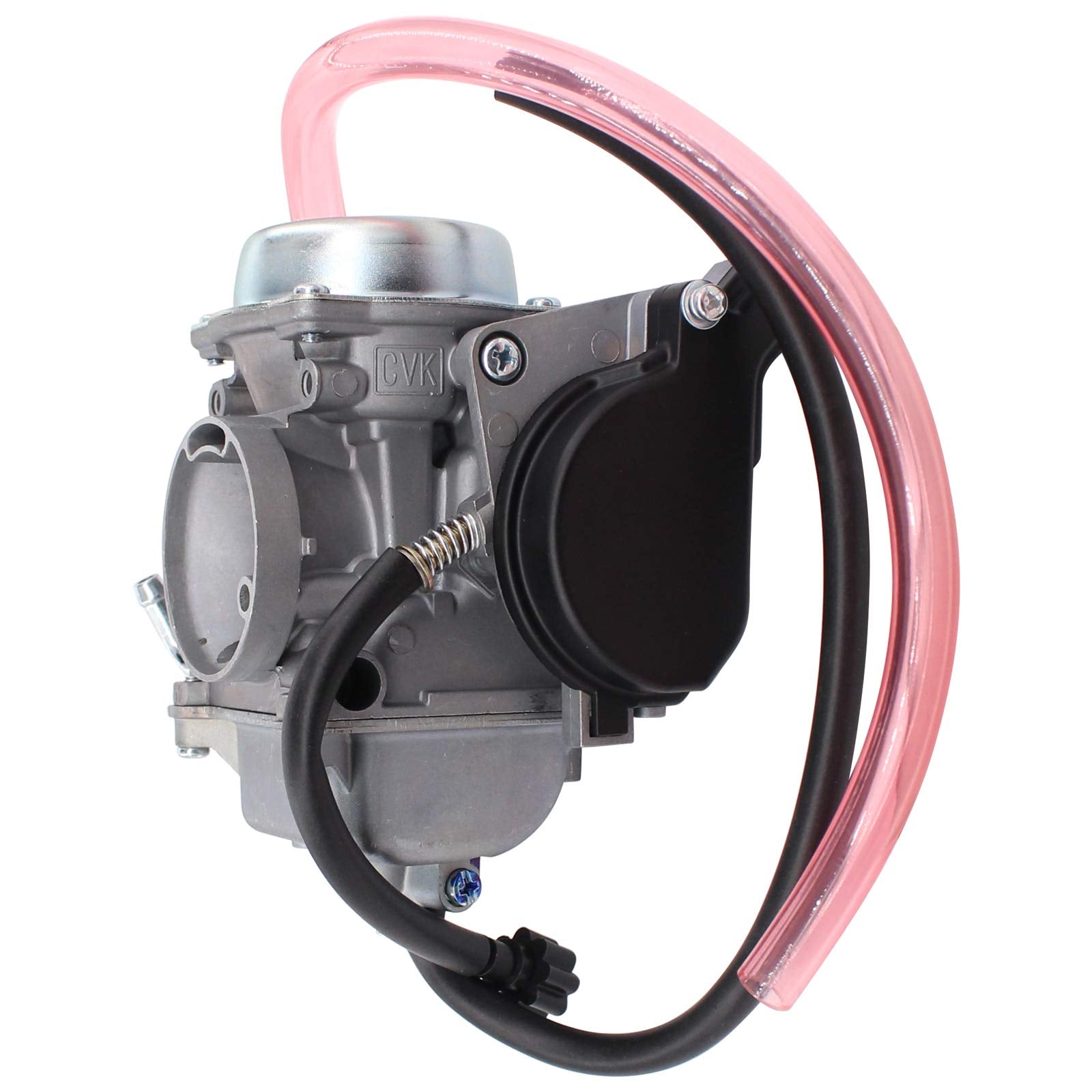 Close-up of MOTOKU carburetor shows robust build for reliable performance.