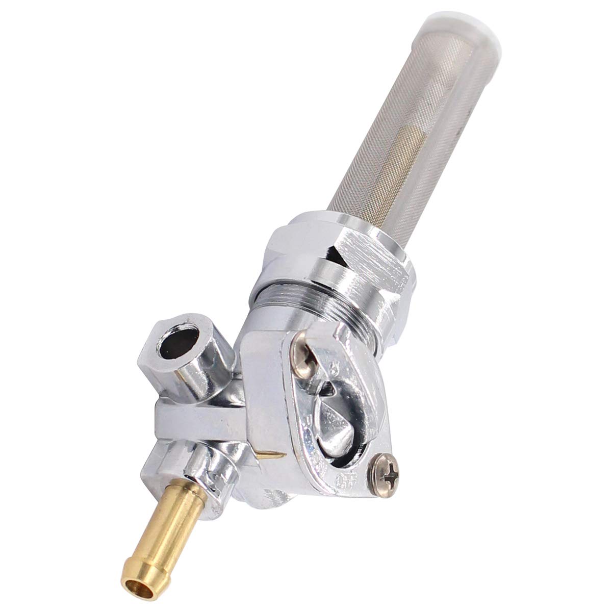 Chrome-plated MOTOKU petcock for Harley, durable finish