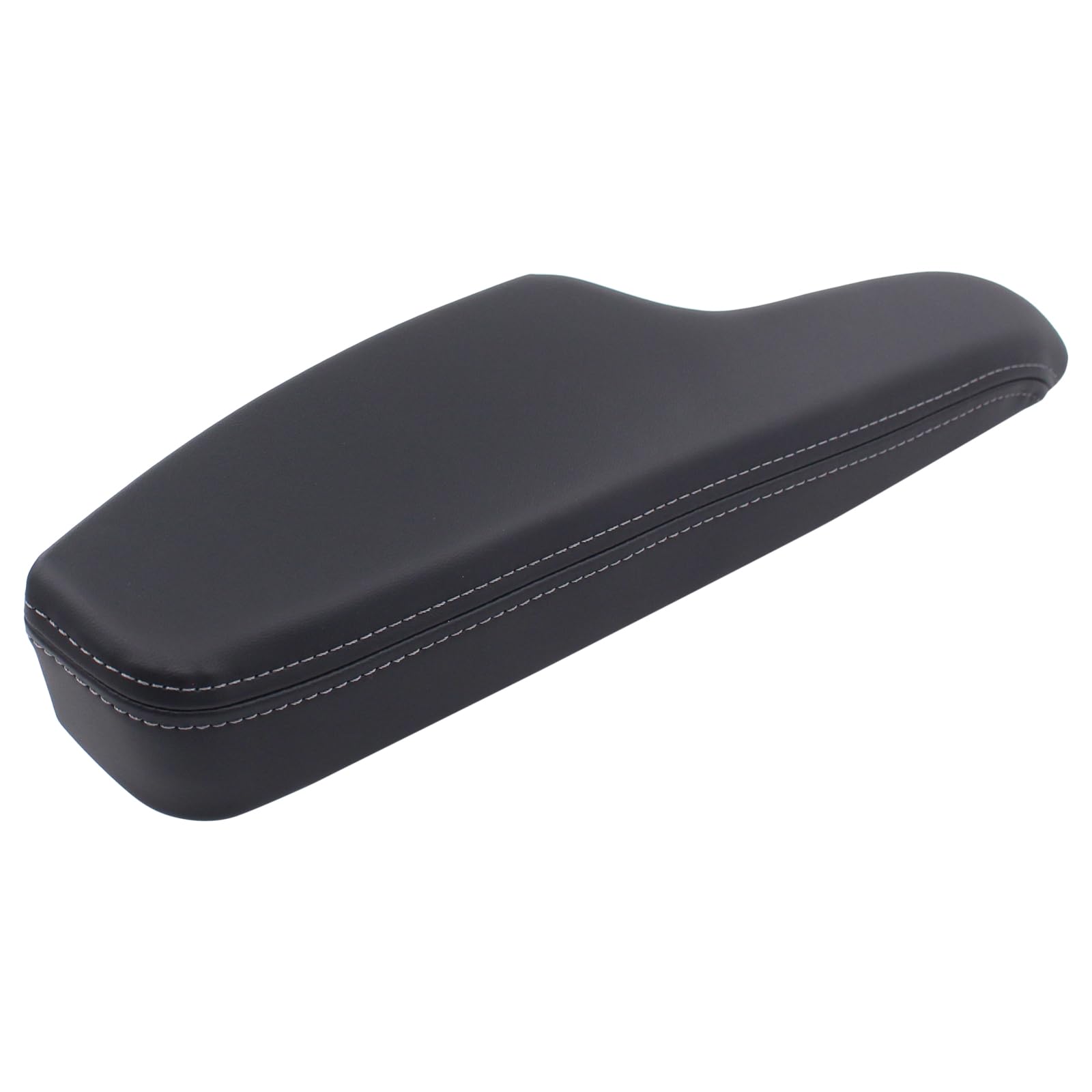 MOTOKU front driver door panel armrest close-up in black leather with improved grip and aesthetics.