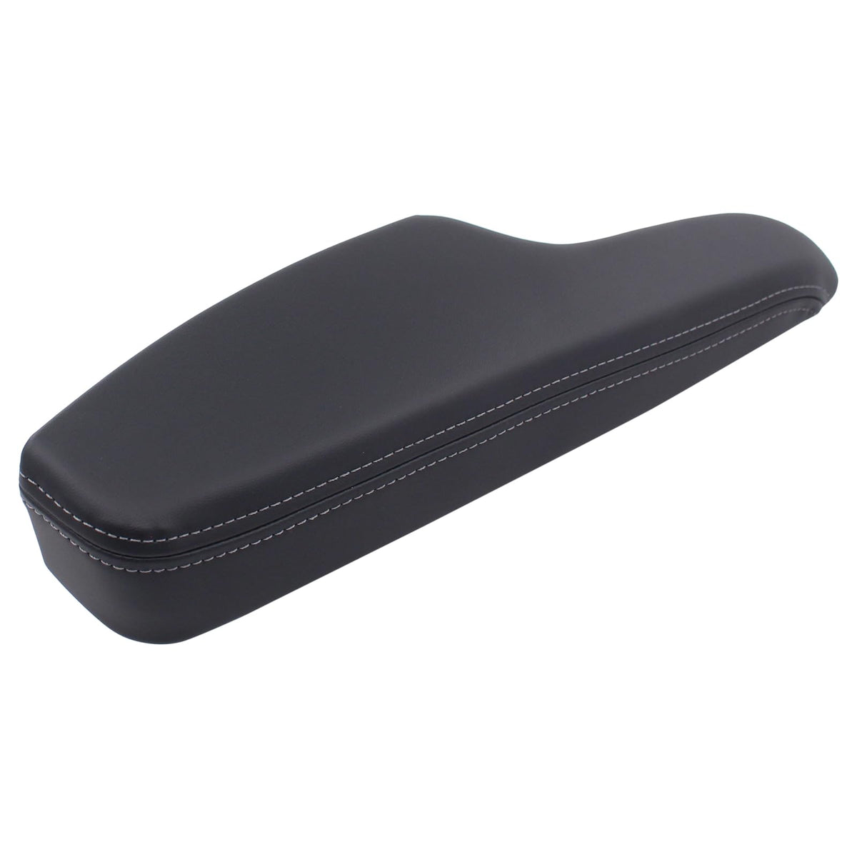 MOTOKU front driver door panel armrest close-up in black leather with improved grip and aesthetics.