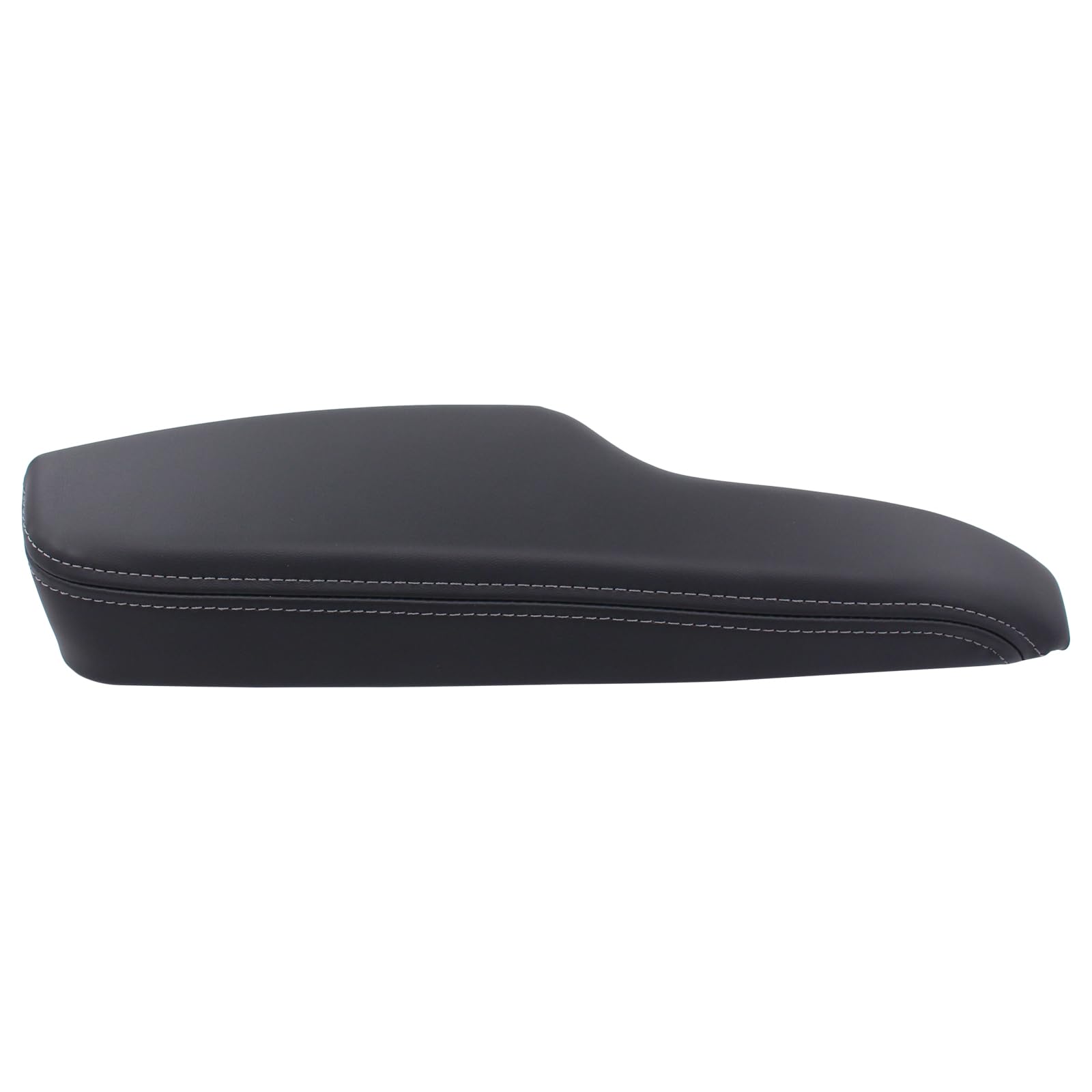 MOTOKU front driver door panel armrest stitching detail in black leather.