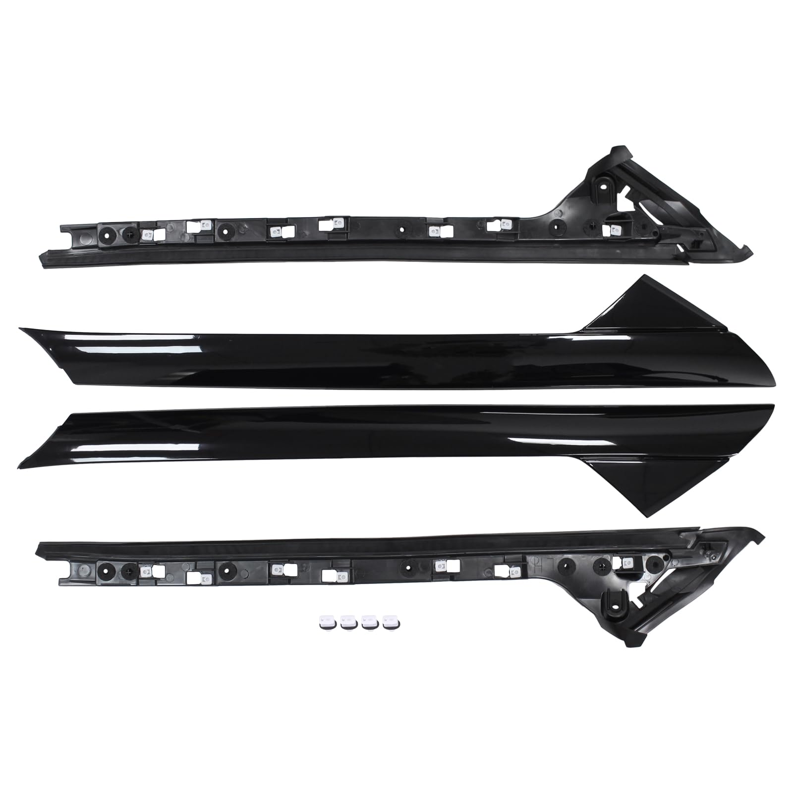 MOTOKU gloss black A-pillar molding outer left driver creates seamless trim.