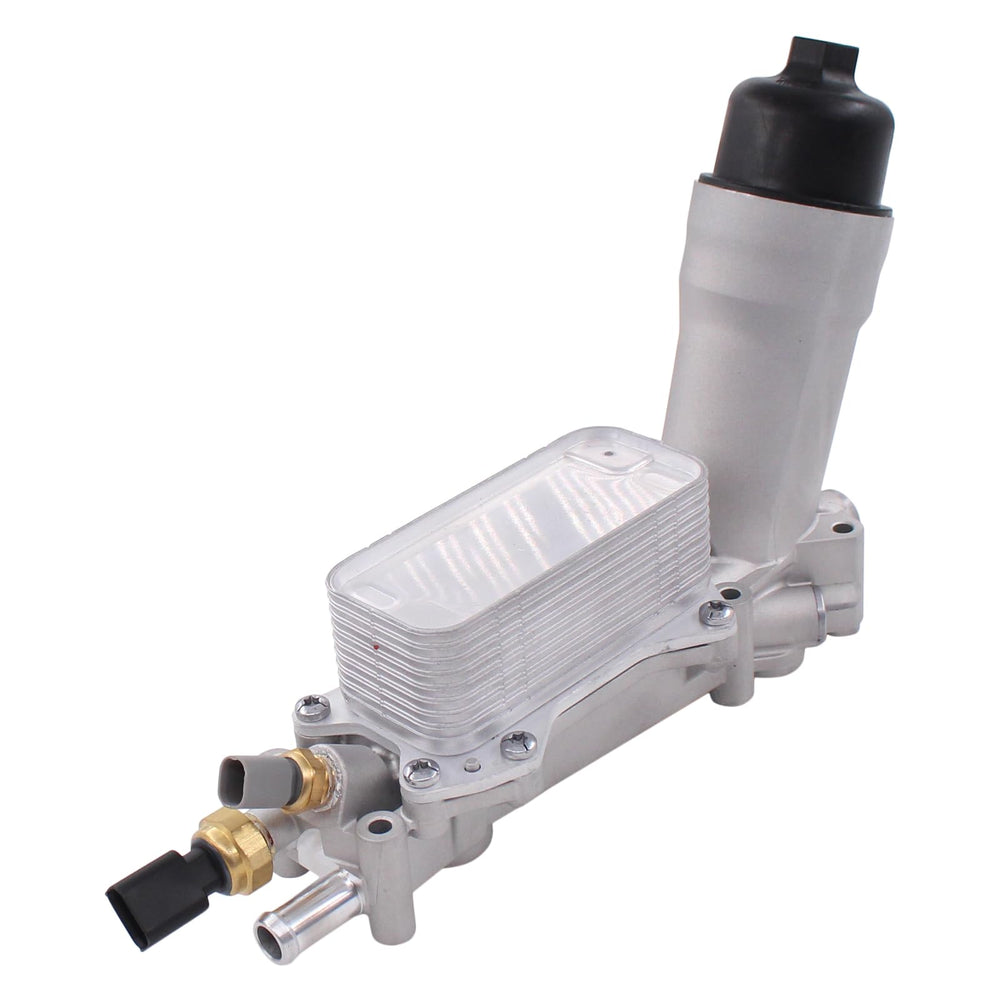 MOTOKU oil filter housing angled view shows compact fit for tight spaces