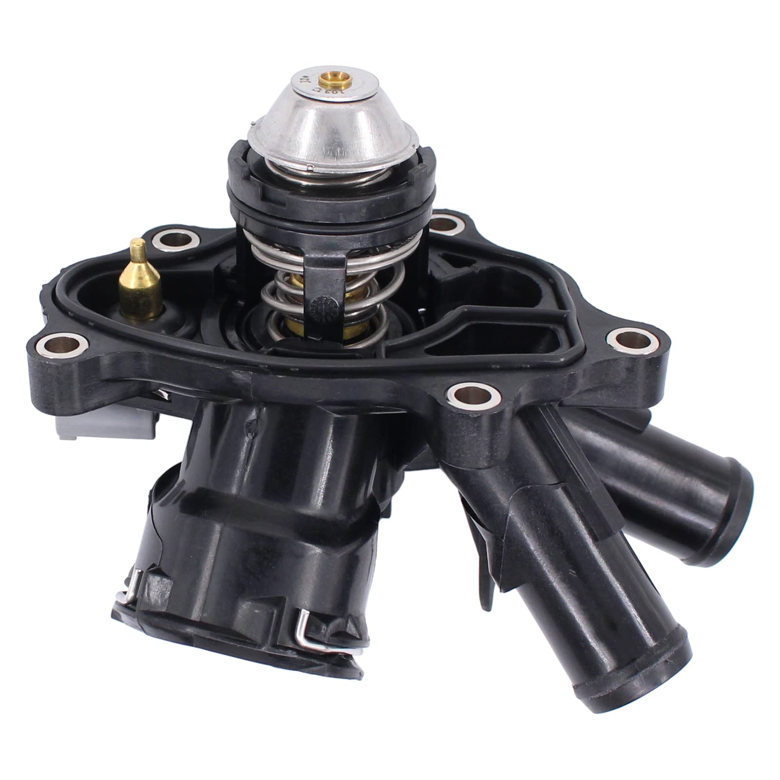 Closeup of MOTOKU thermostat housing and gasket for reliable seal