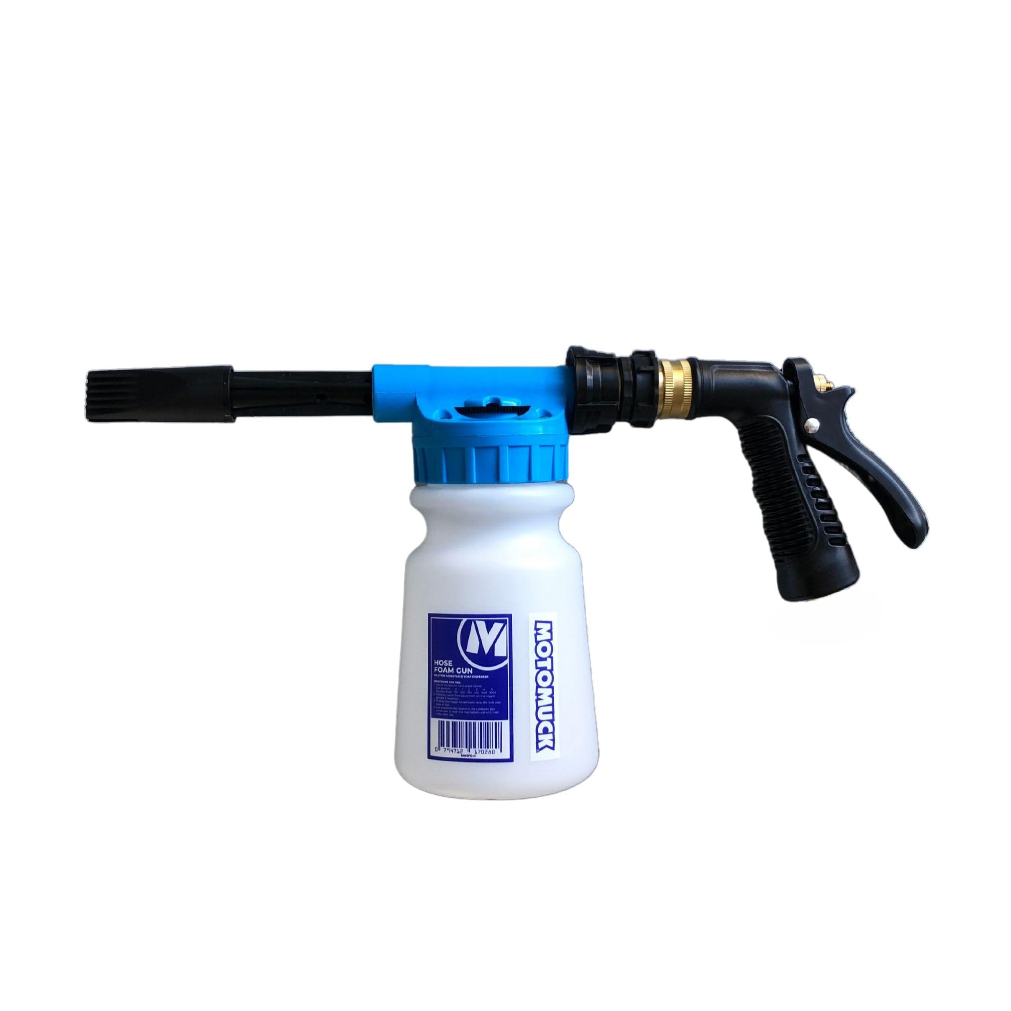 Motomuck Hose Foam Gun setup shows easy home car washing and foam control