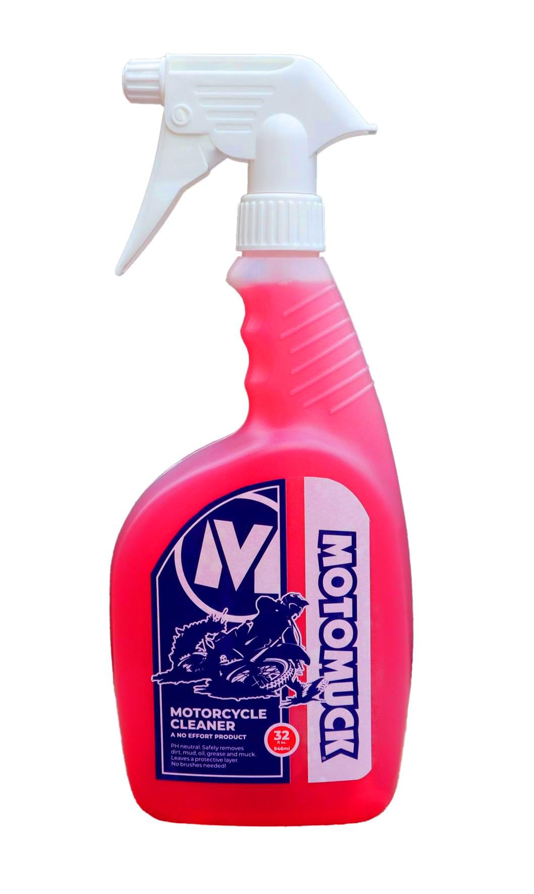 Motomuck PH Neutral cleaner bottle with pro sprayer for easy, fast cleaning of bike surfaces