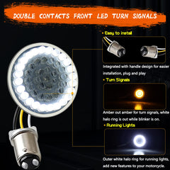 MotoParAcc 1157 rear LED turn signal enhances braking signaling on Harley bikes.