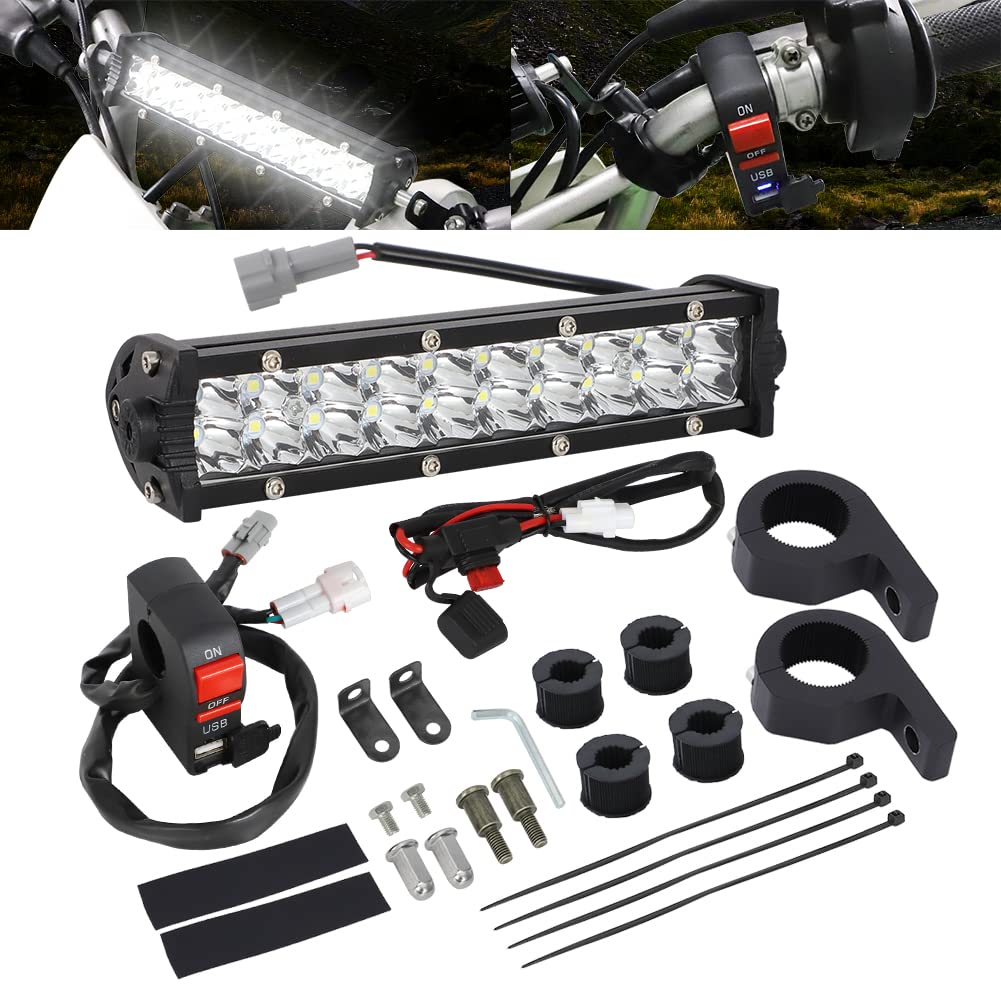 MotoParty 60W dirt bike light bar front view for night riding