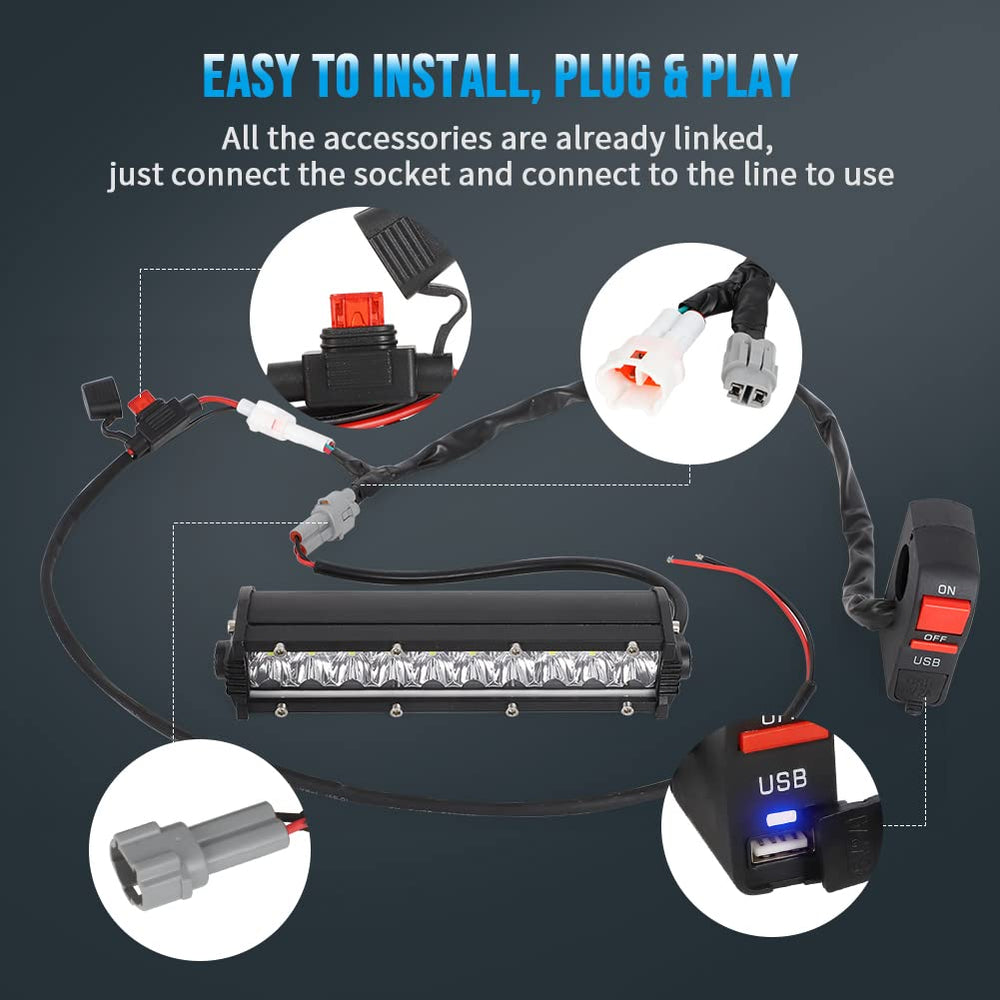 MotoParty TTR110-compatible light bar for dark roads