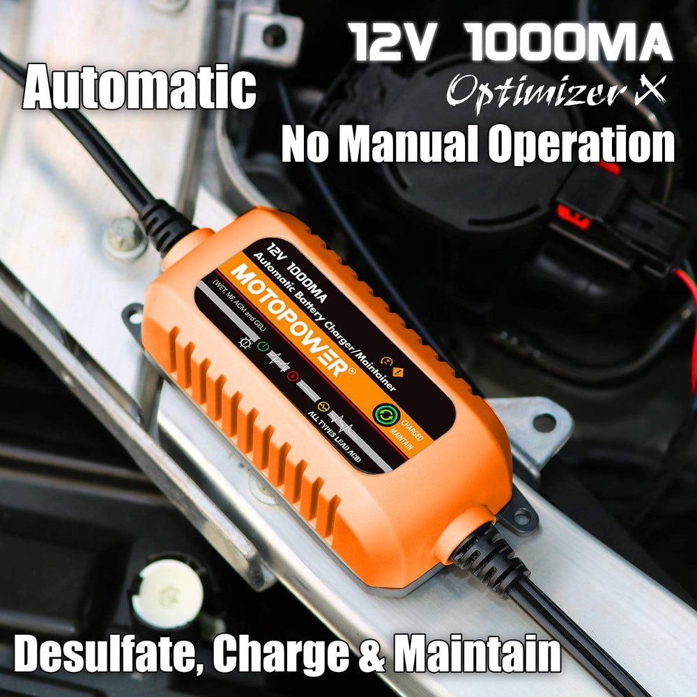MotoPower desulfator housing close-up highlighting safety and durable construction.