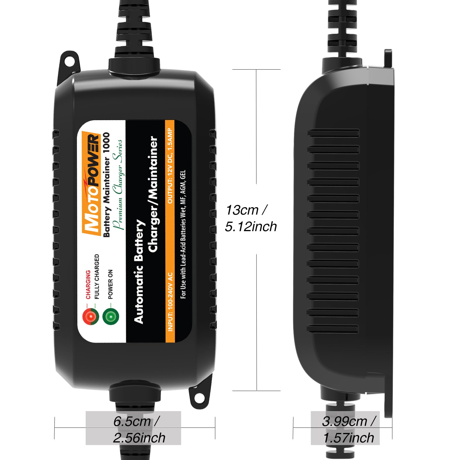 MOTOPOWER MP00206A supports 12V flooded, AGM, and gel batteries for versatile power.