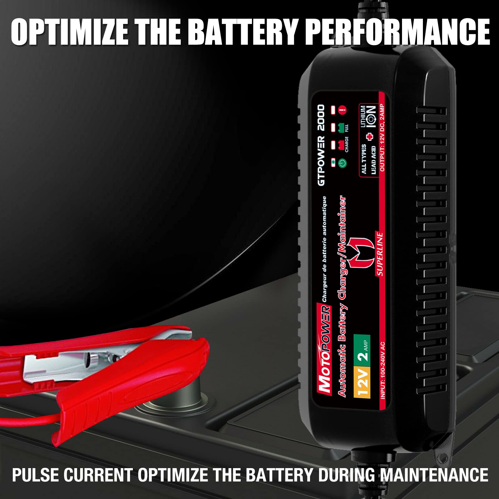 MOTOPOWER MP00207A four stage charging sequence for optimized battery longevity