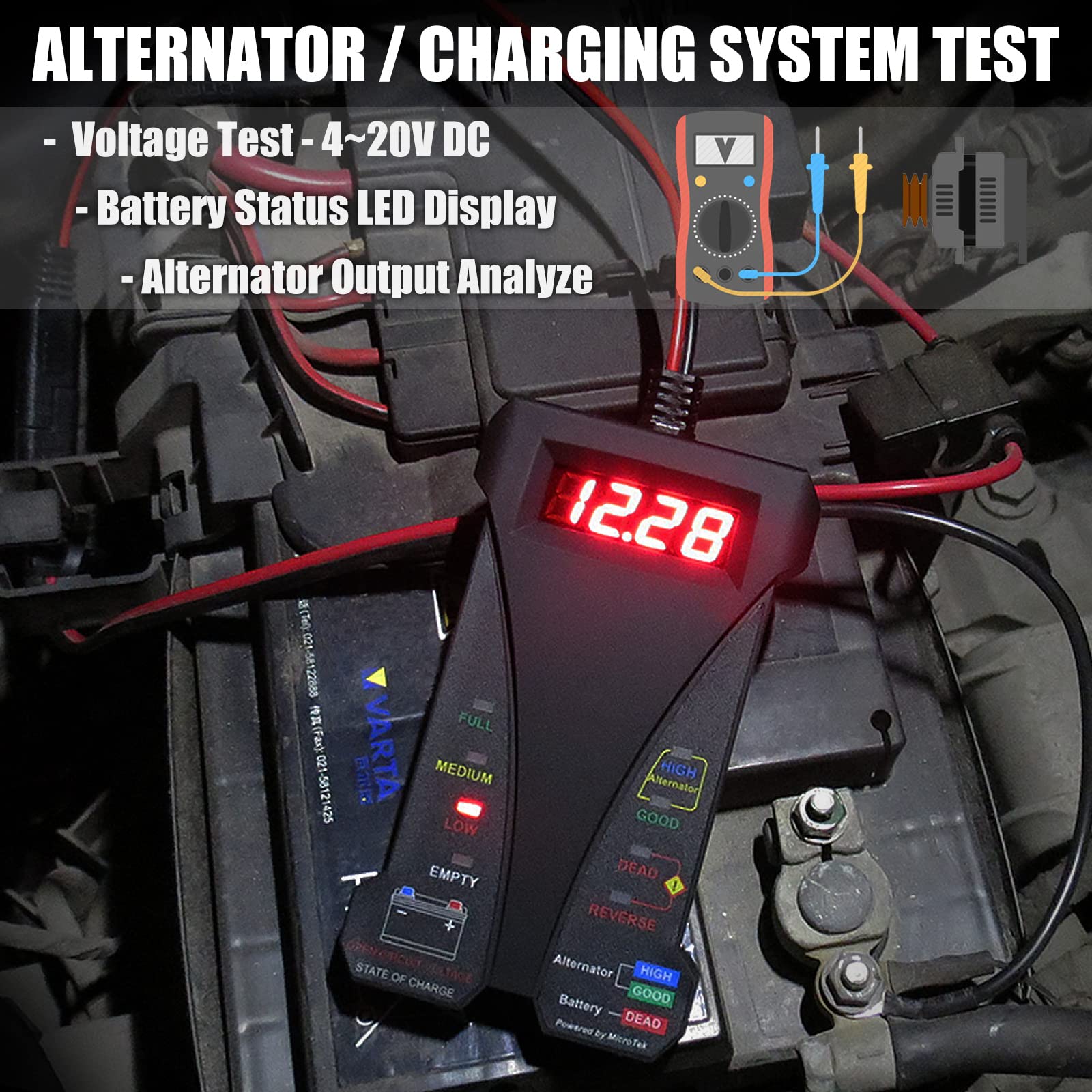 Motopower MP0514A with 50 cm extension cable for flexible diagnostics.