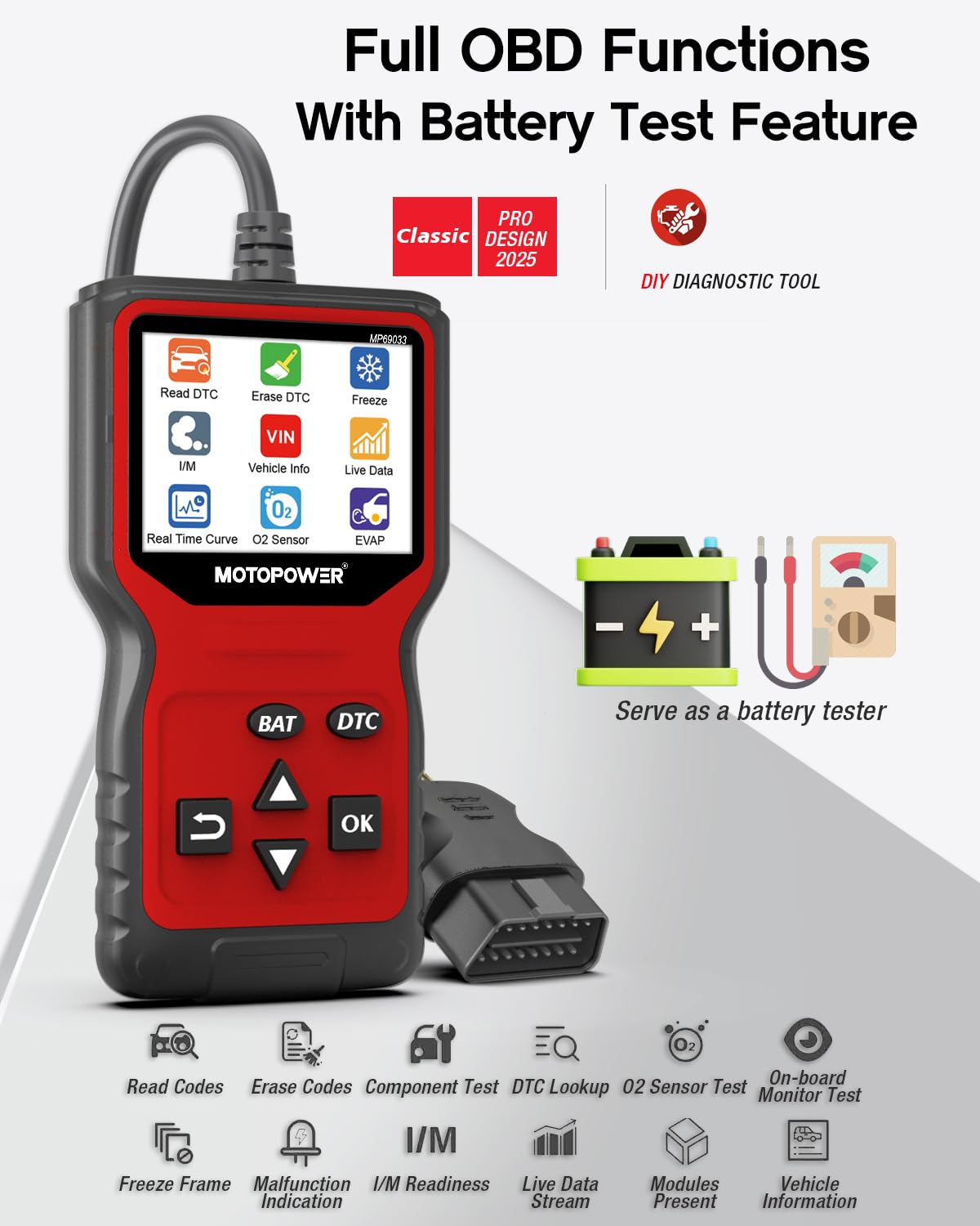 MOTOPOWER MP69033 plug and play setup with no apps required