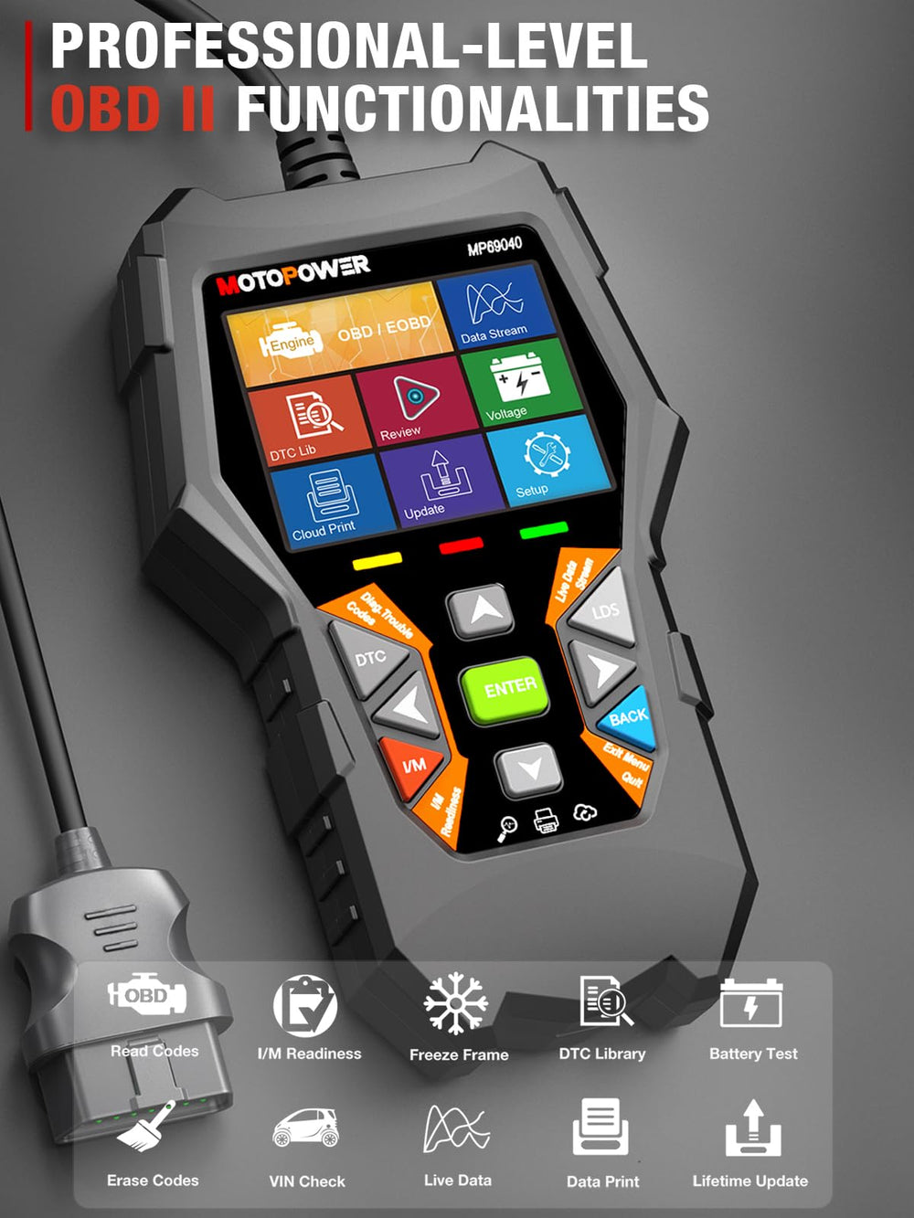 MP69040 in-dash diagnostic reading for multiple vehicle systems