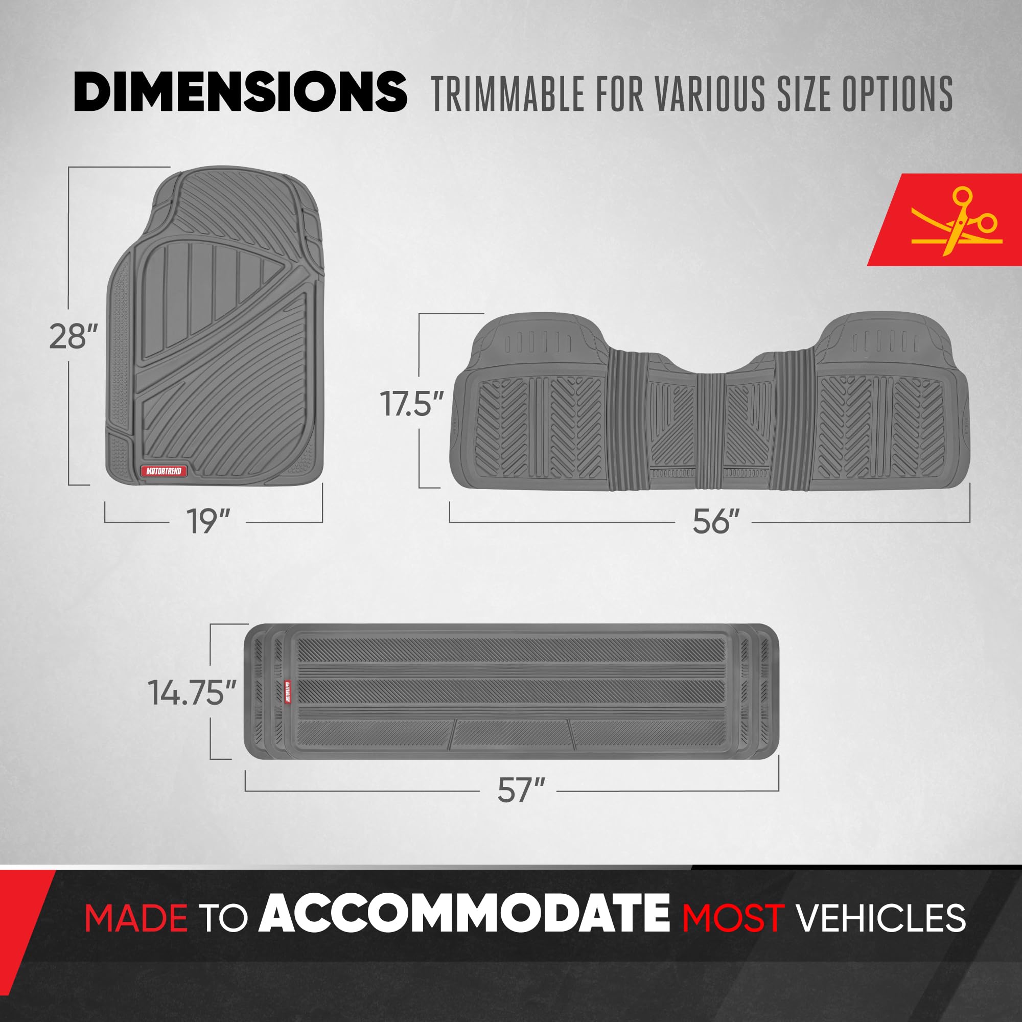 Motor Trend spill protection mat captures mud, spills and debris.