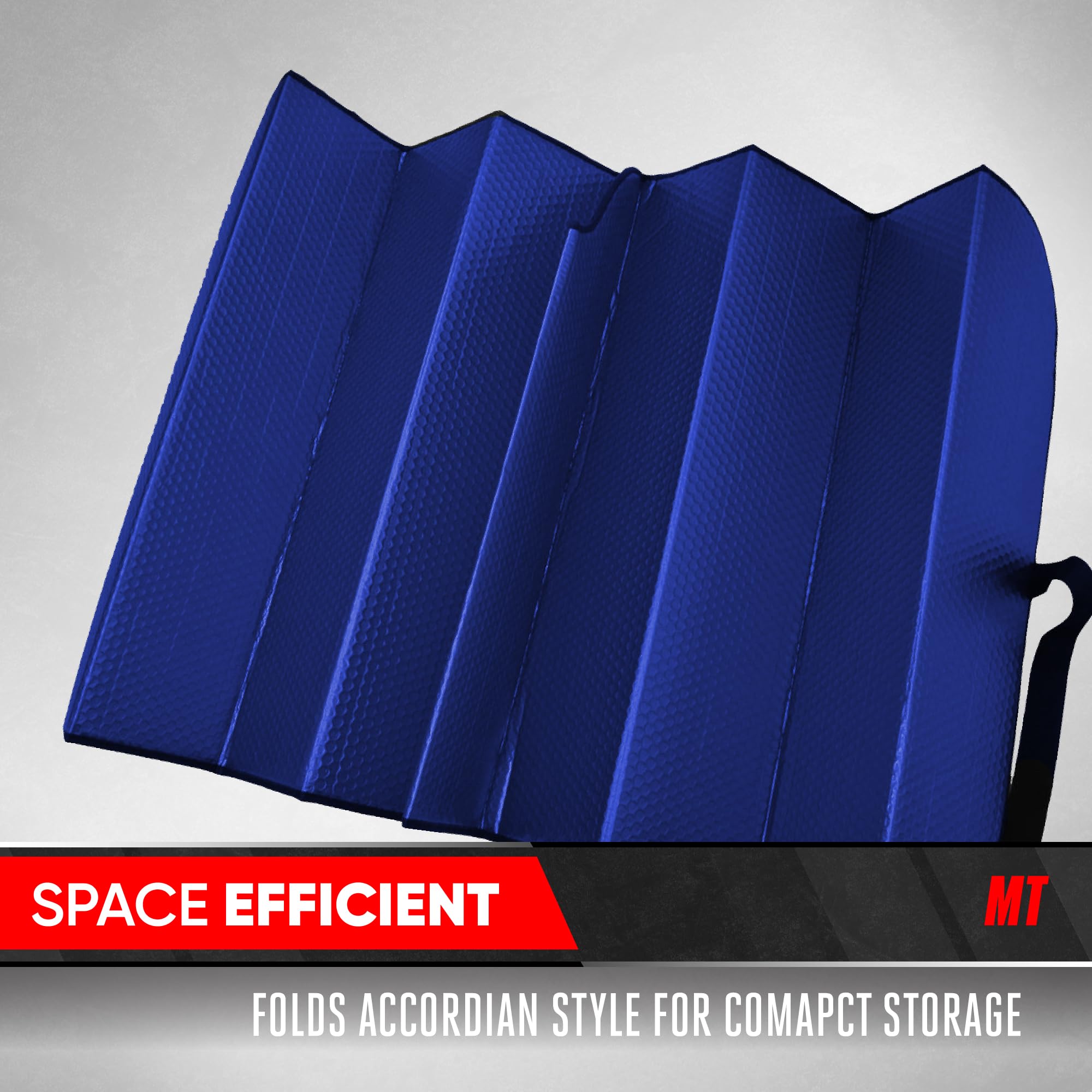 Motor Trend sun shade tapered edges fit snugly on windshield