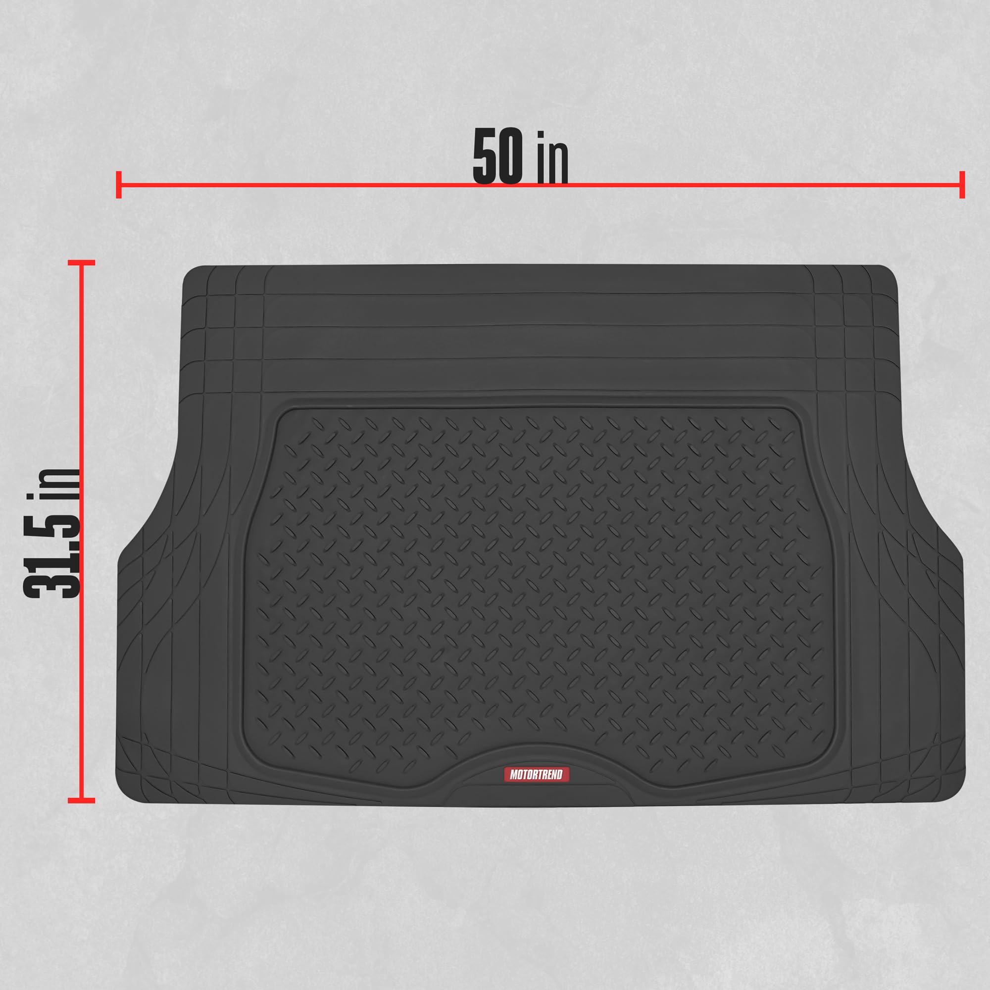 Motor Trend all-weather cargo mat protecting trunk from mud and moisture