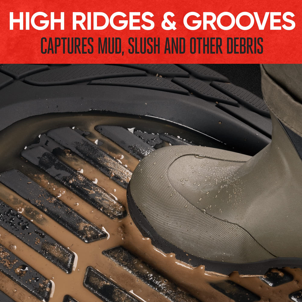 Motor Trend anti-slip bottom nibs keep mats in place during daily driving.
