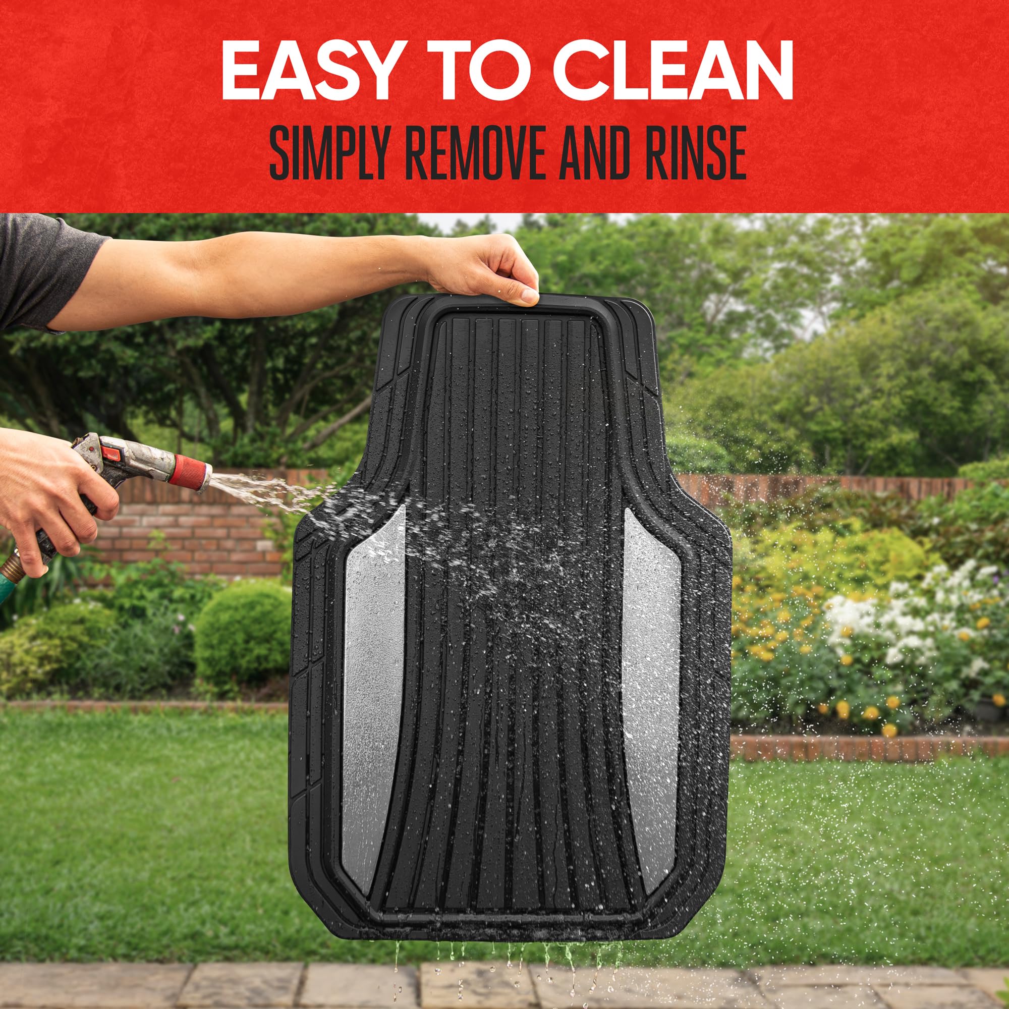 All-weather protection shields floors from snow and dirt.