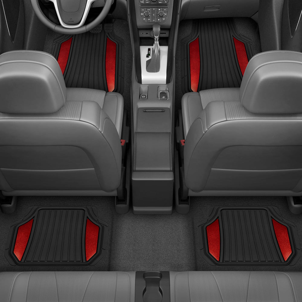 Rear view of Motor Trend ChromeTech mat with full coverage and non-slip backing