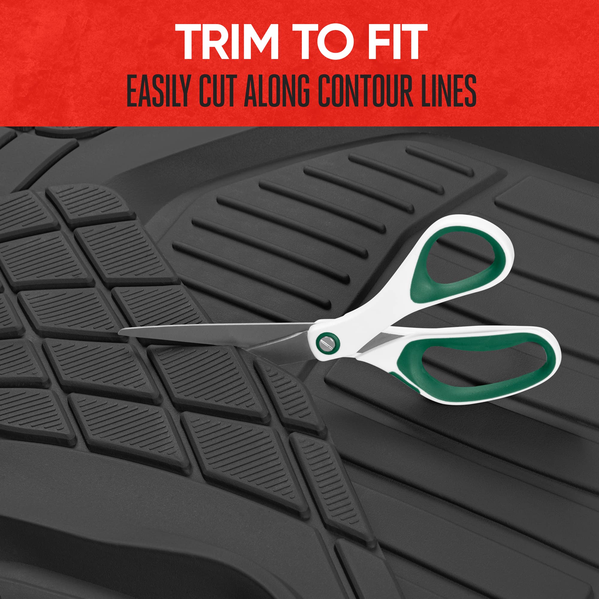Motor Trend Defender rubber texture close-up emphasizes durability and easy cleaning.