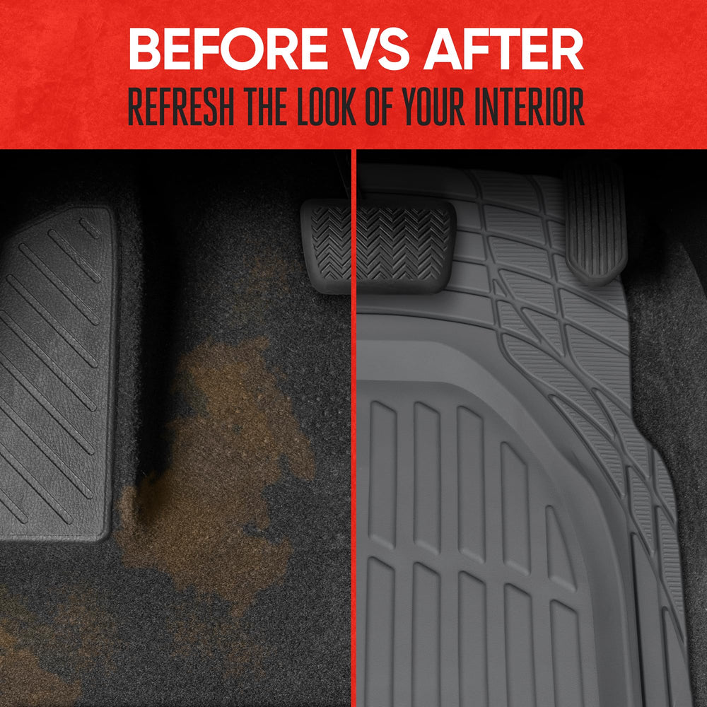Motor Trend FlexTough easy-clean surface cleans with soap and water.