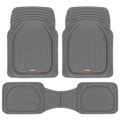 Motor Trend FlexTough front floor mats gray protect against mud and wet messes.