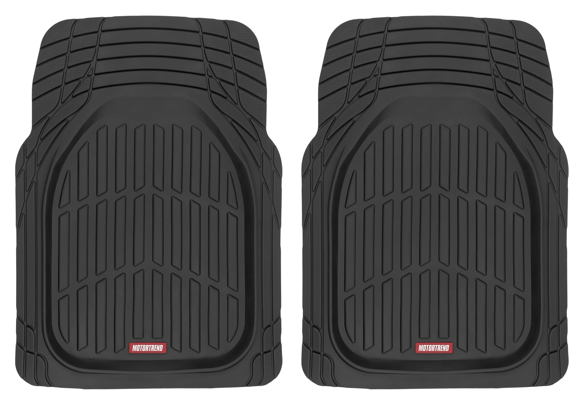 Motor Trend FlexTough front mats 2pc cover the front floor for all-weather protection.