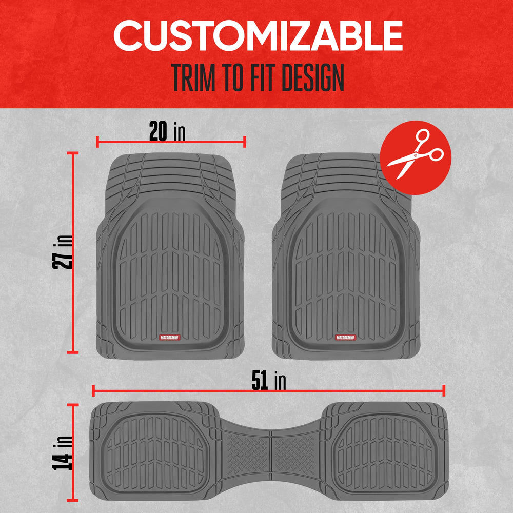 Motor Trend FlexTough heavy-duty rubber withstands rugged use.