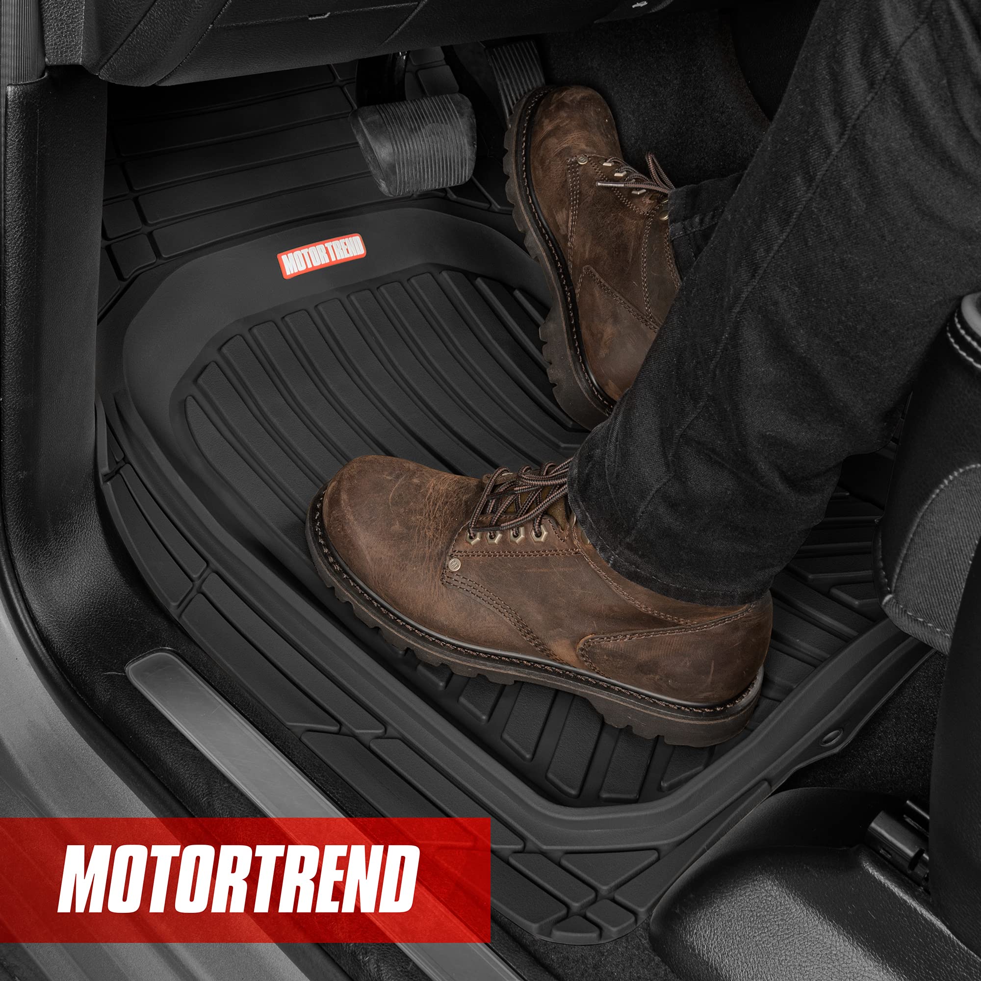 Motor Trend FlexTough Plus driver-side mat with secure non-slip grip.