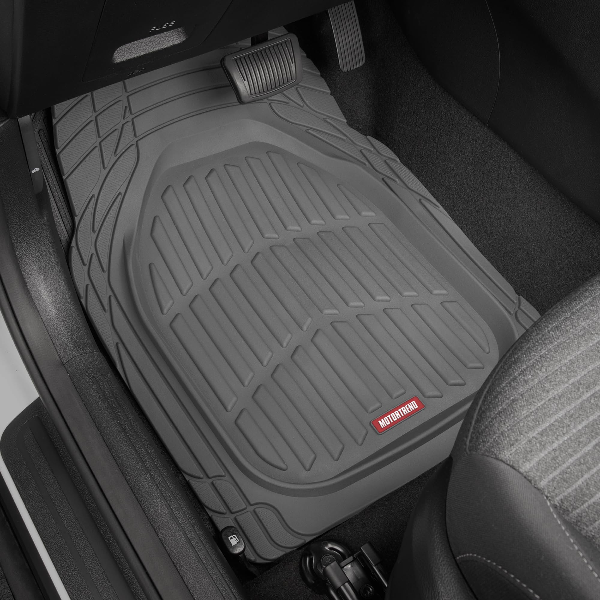 Motor Trend FlexTough rear mats gray cover the back row from spills and dirt.