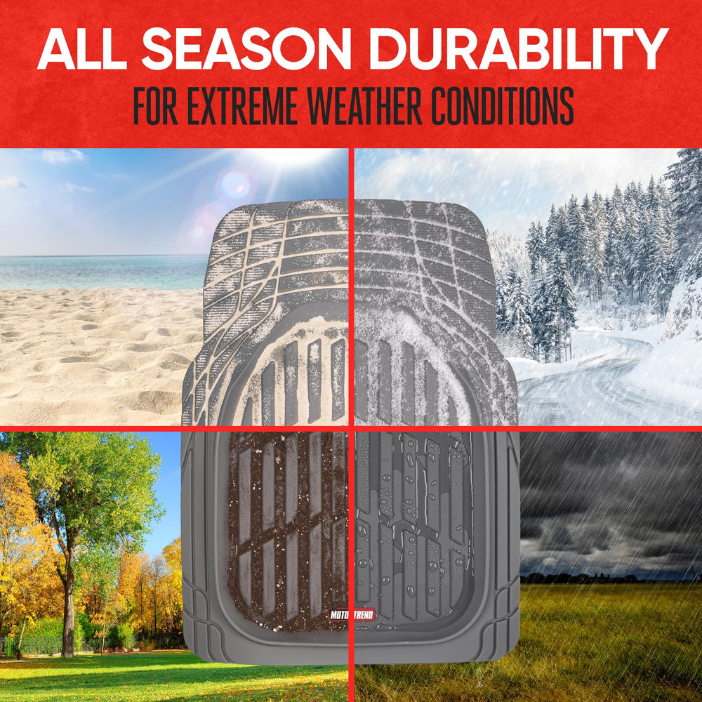 Motor Trend FlexTough trim-to-fit mats adapt to most vehicles.