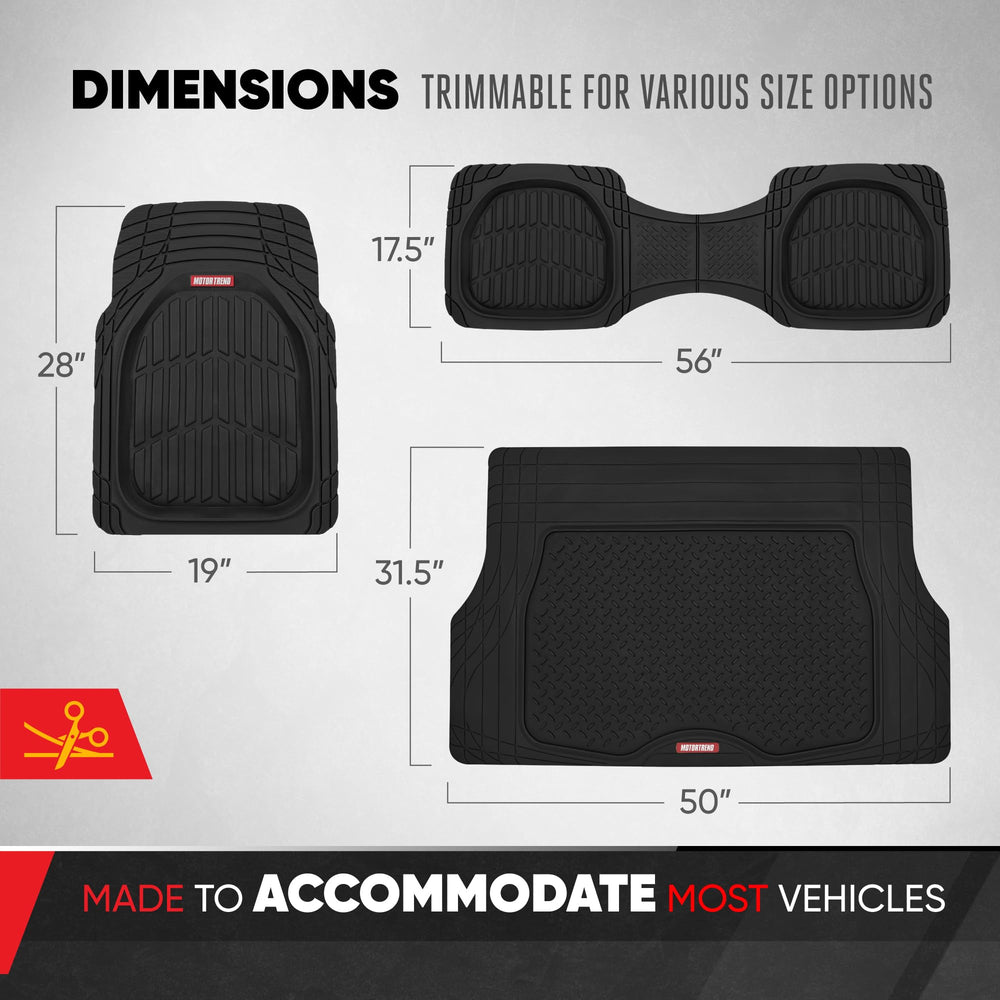 Motor Trend FlexTough trim-to-fit lines let you customize the fit to your floor.