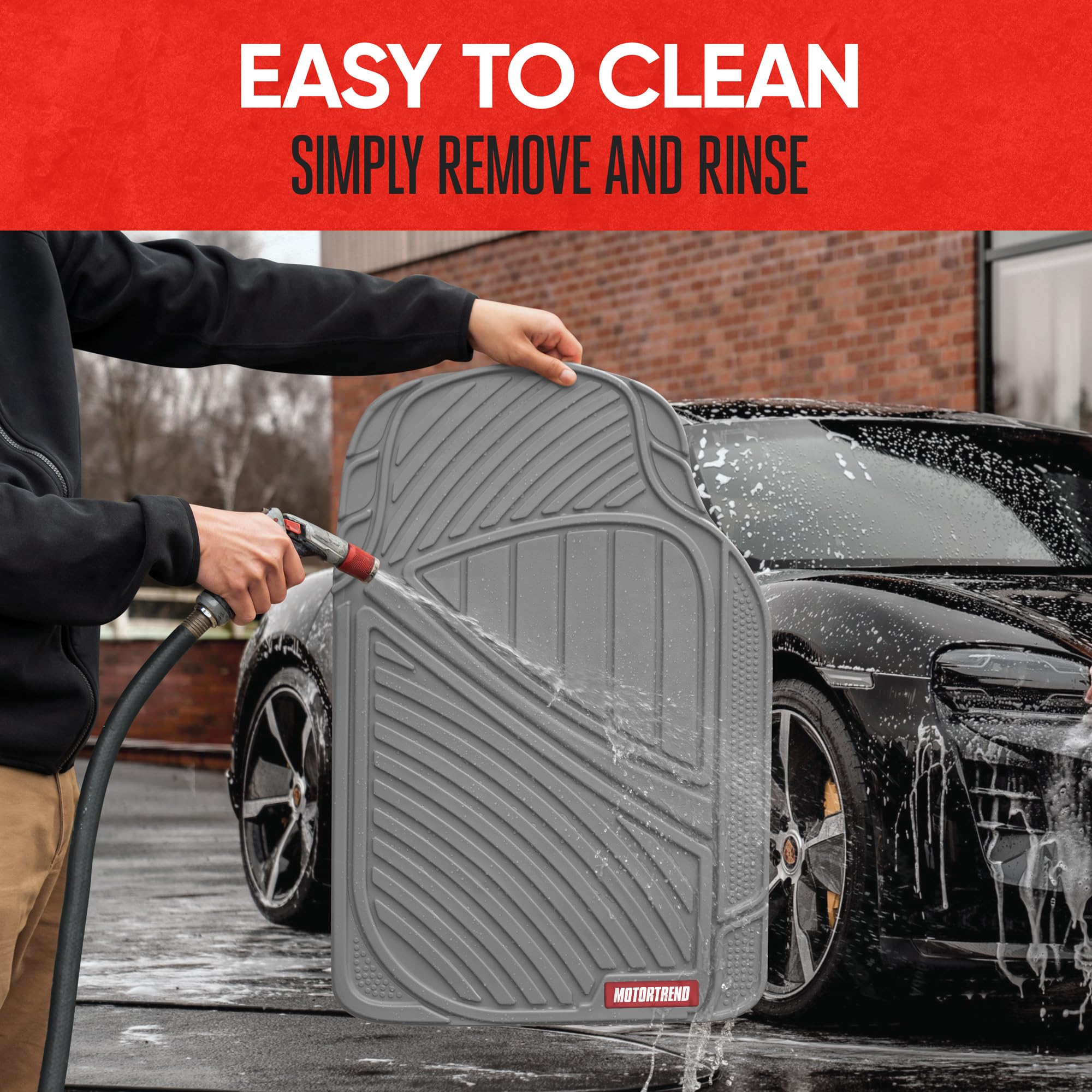 Motor Trend FlexTough installation shot demonstrates quick trim-to-fit setup.