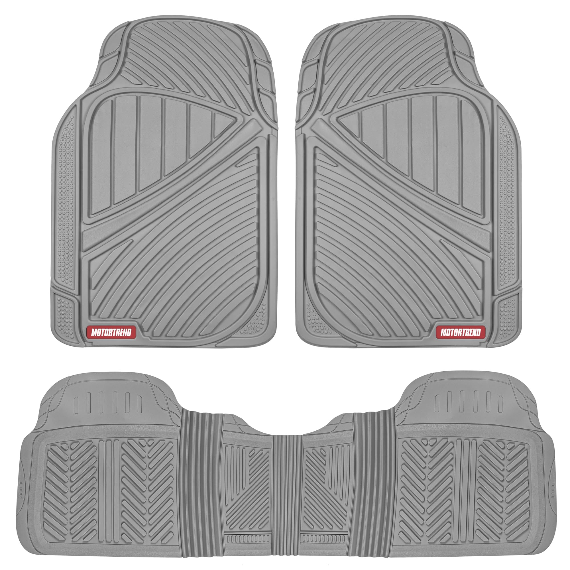 Motor Trend FlexTough front mat left view showing mud protection.